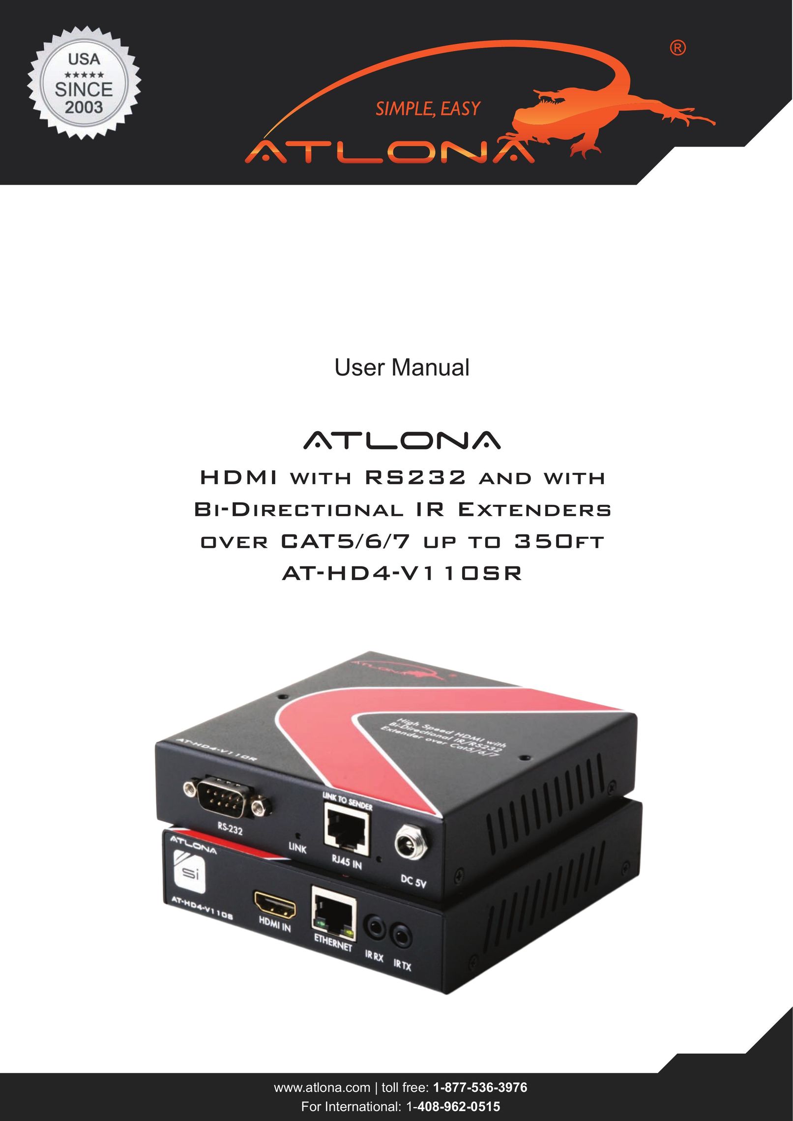 Atlona AT-HD4-V11OSR TV Cables User Manual