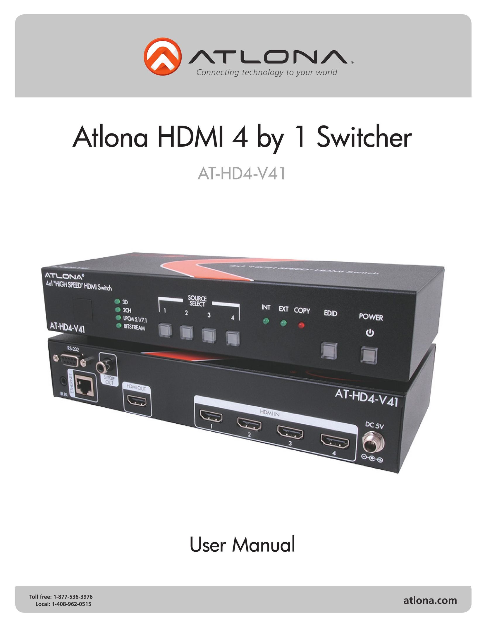 Atlona AT-HD4-V41 TV Cables User Manual