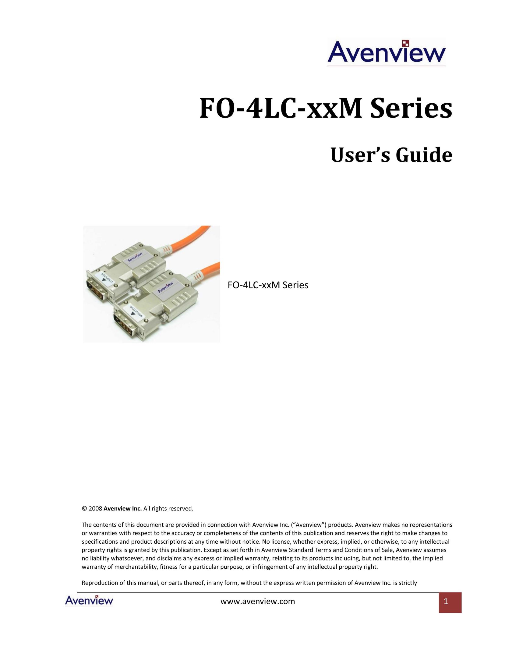Avenview FO-4LC-xxM Series TV Cables User Manual