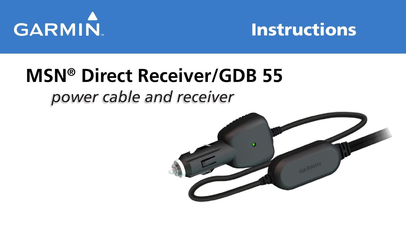 Garmin GDB 55 TV Cables User Manual