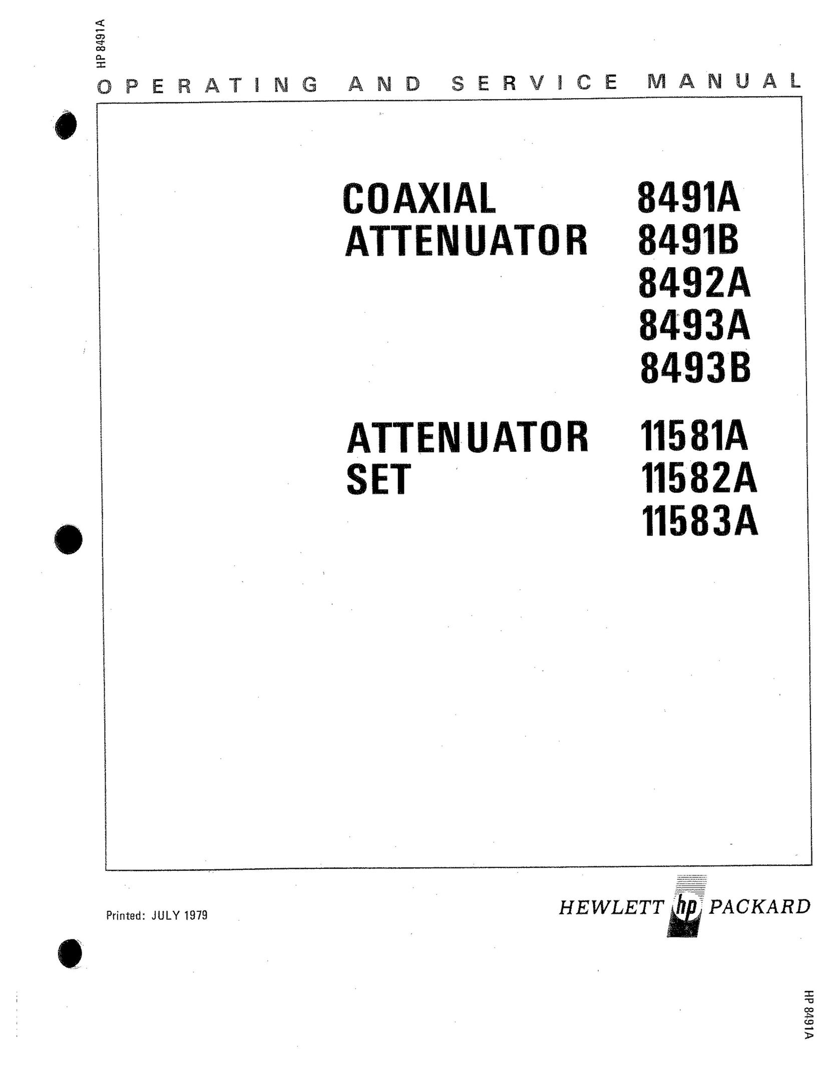 HP (Hewlett-Packard) 11581A TV Cables User Manual
