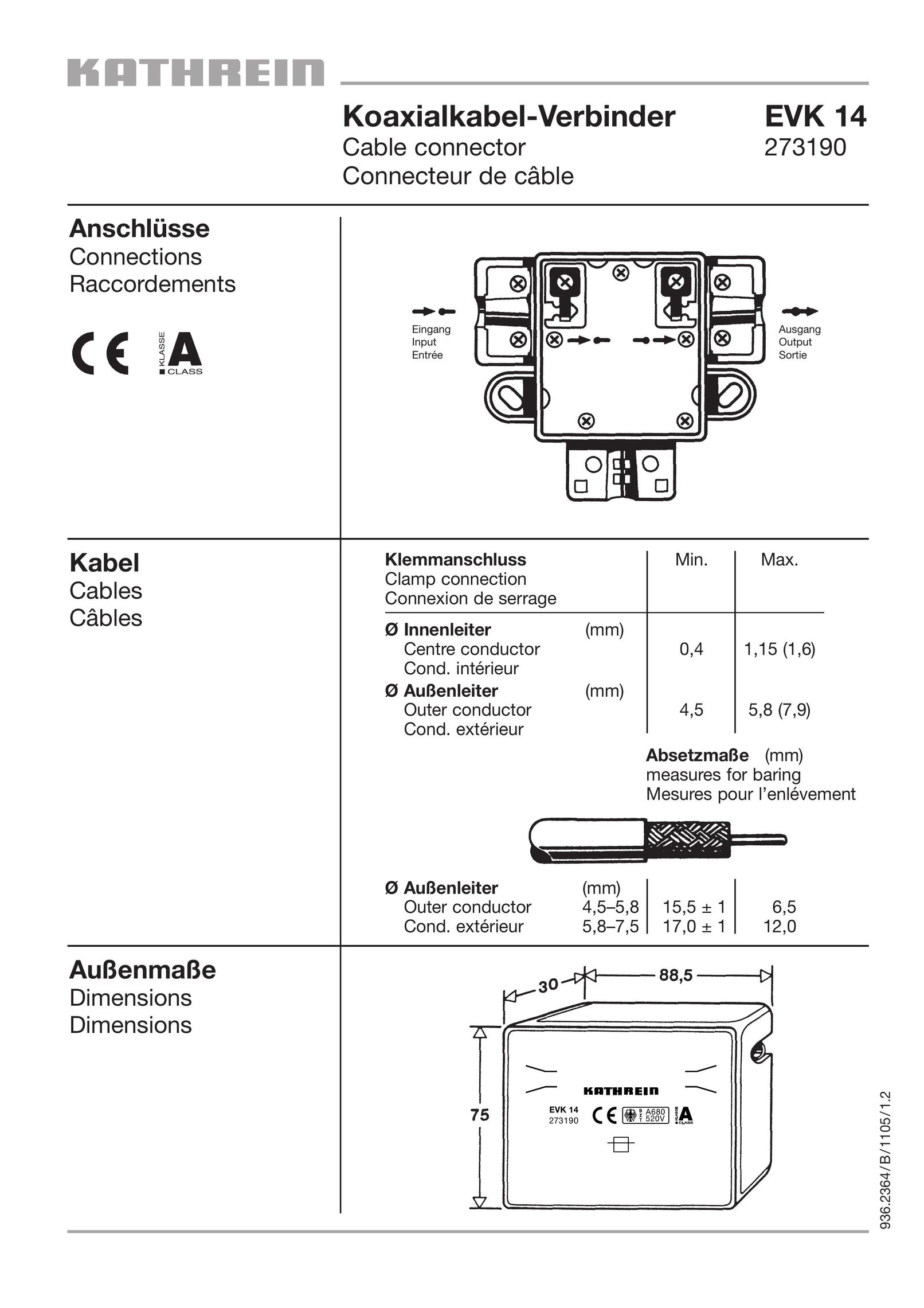 Kathrein EVK 14 TV Cables User Manual