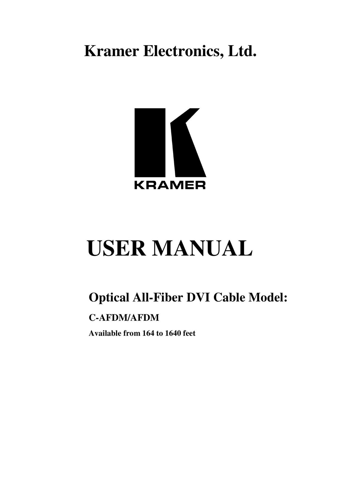 Kramer Electronics AFDM TV Cables User Manual