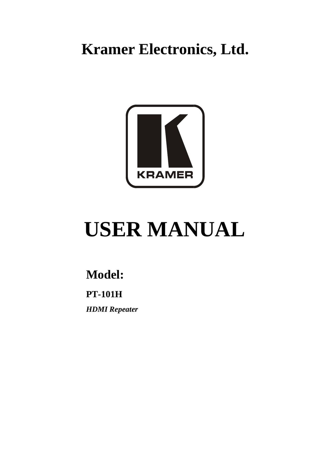 Kramer Electronics PT-101H TV Cables User Manual