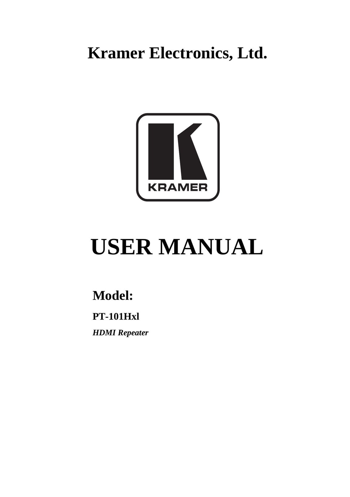 Kramer Electronics PT-101Hxl TV Cables User Manual