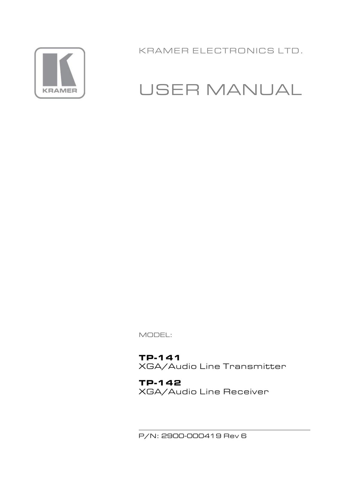 Kramer Electronics TP-141 TV Cables User Manual