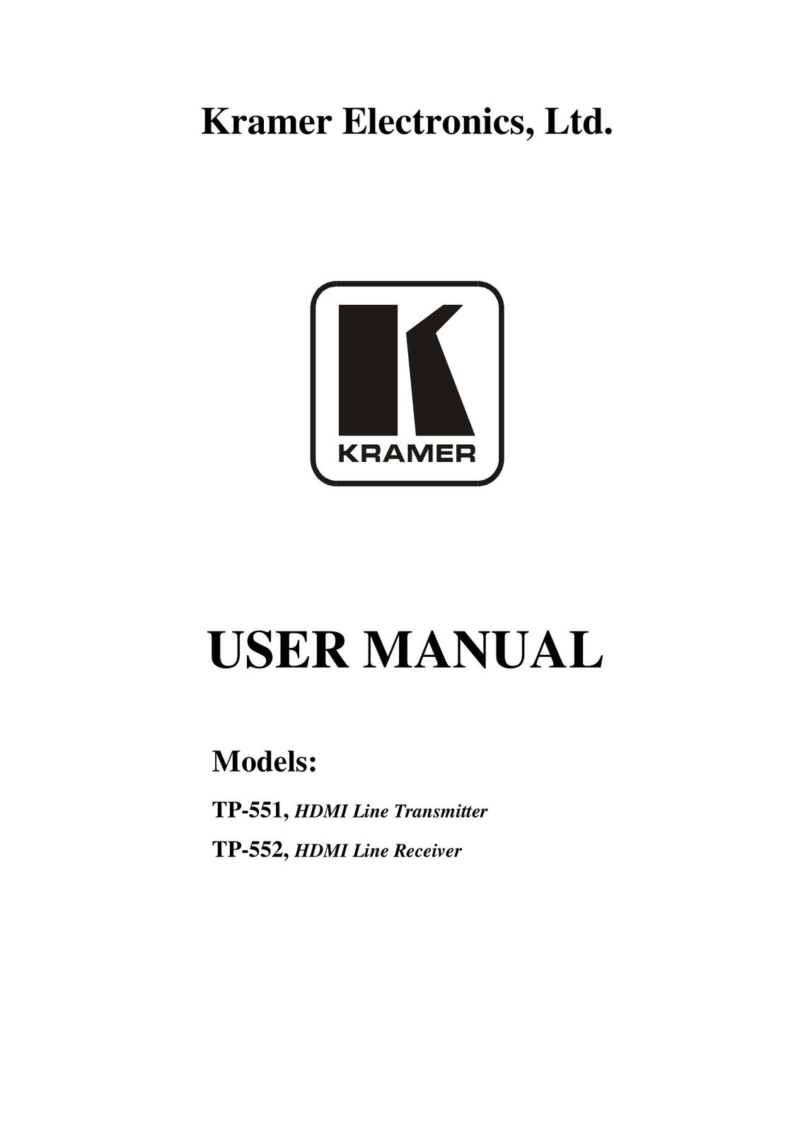 Kramer Electronics TP-551 TV Cables User Manual