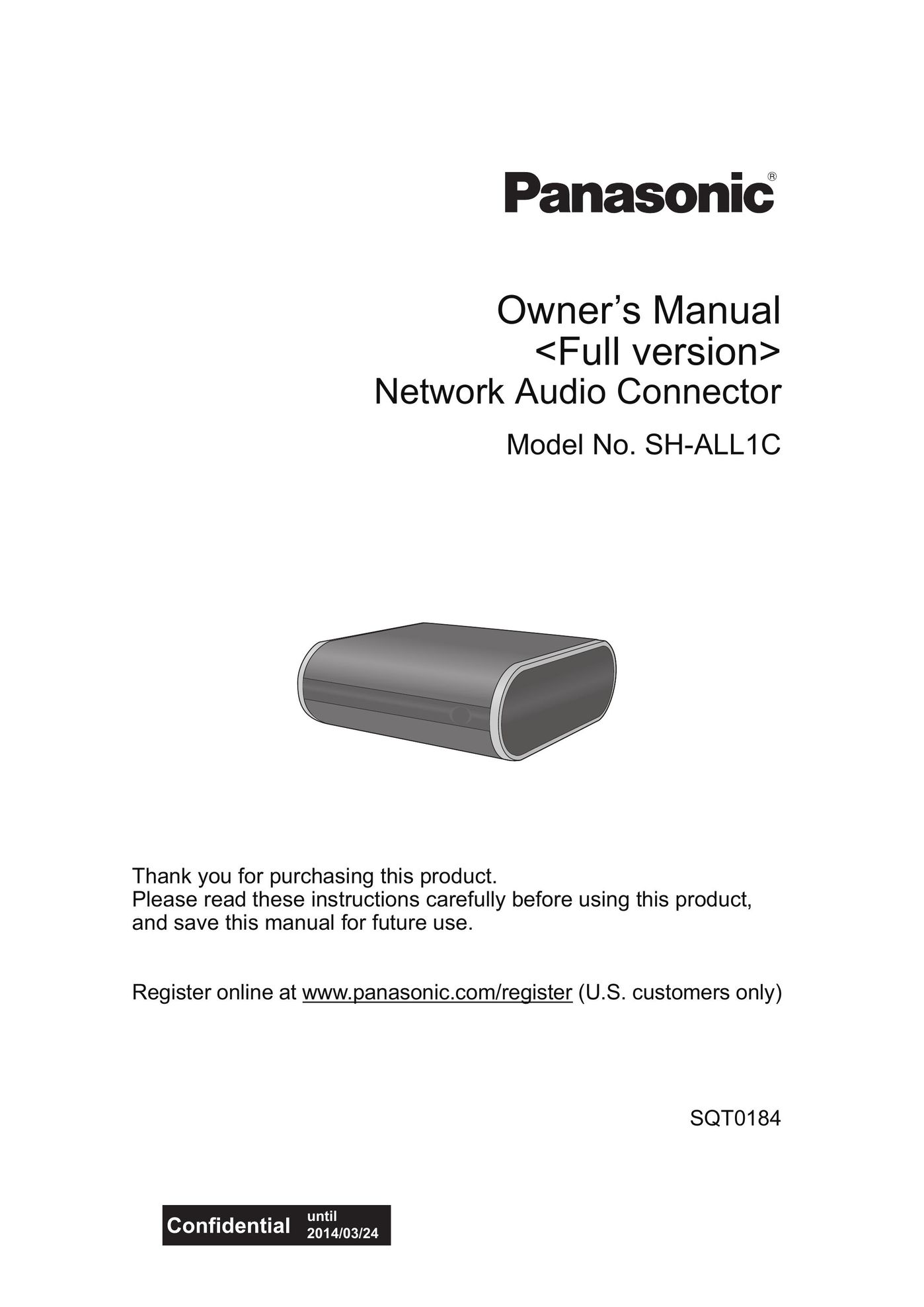 Panasonic SQT0184 TV Cables User Manual
