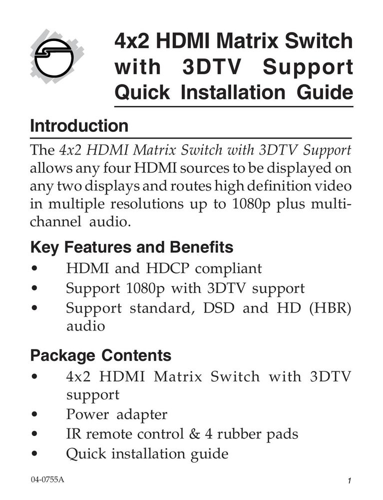 SIIG 04-0755A TV Cables User Manual
