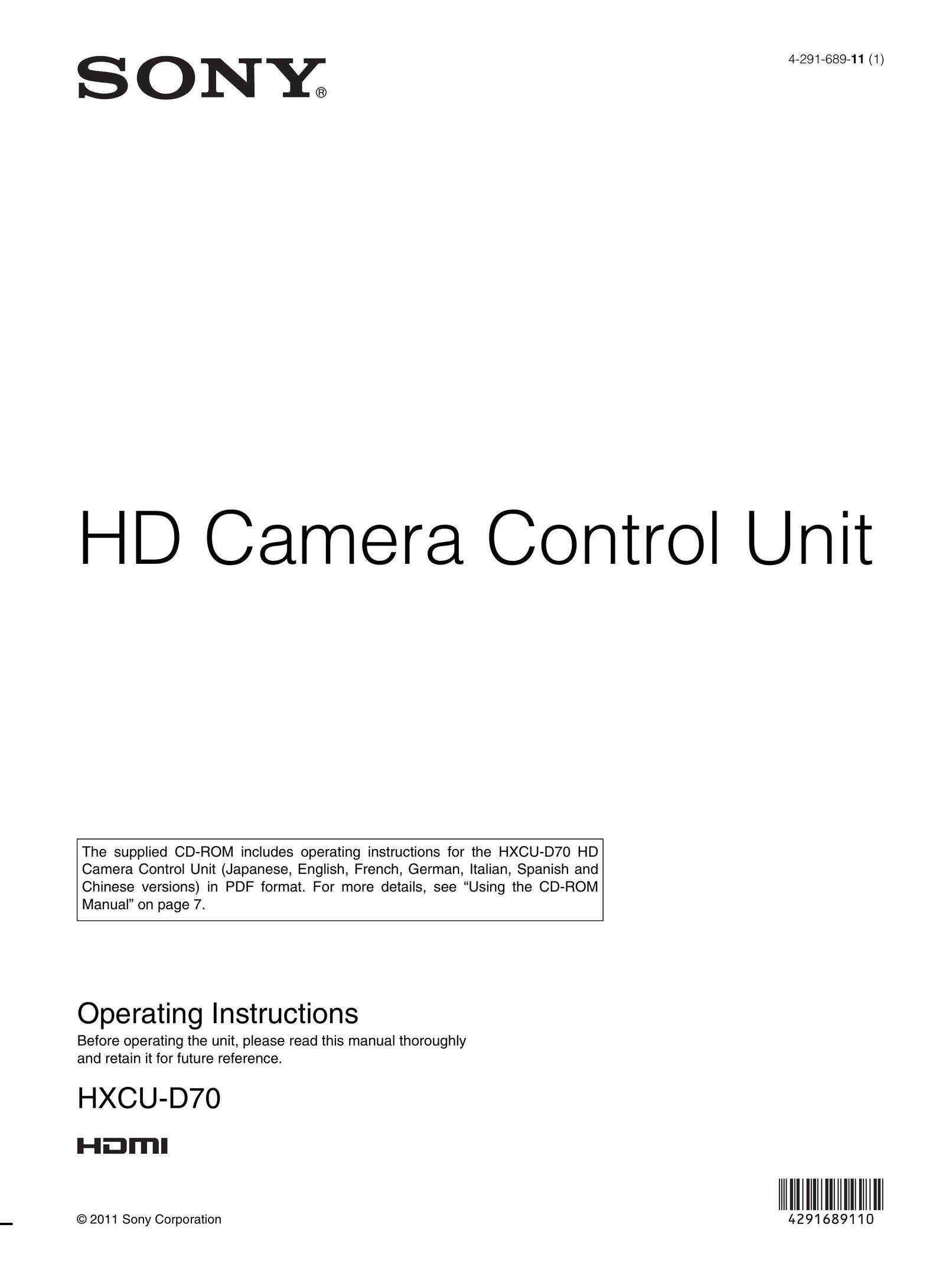Sony HXCU-D70 TV Cables User Manual