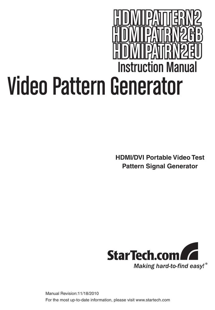 Star Tech Development HDMIPATRN2EU TV Cables User Manual