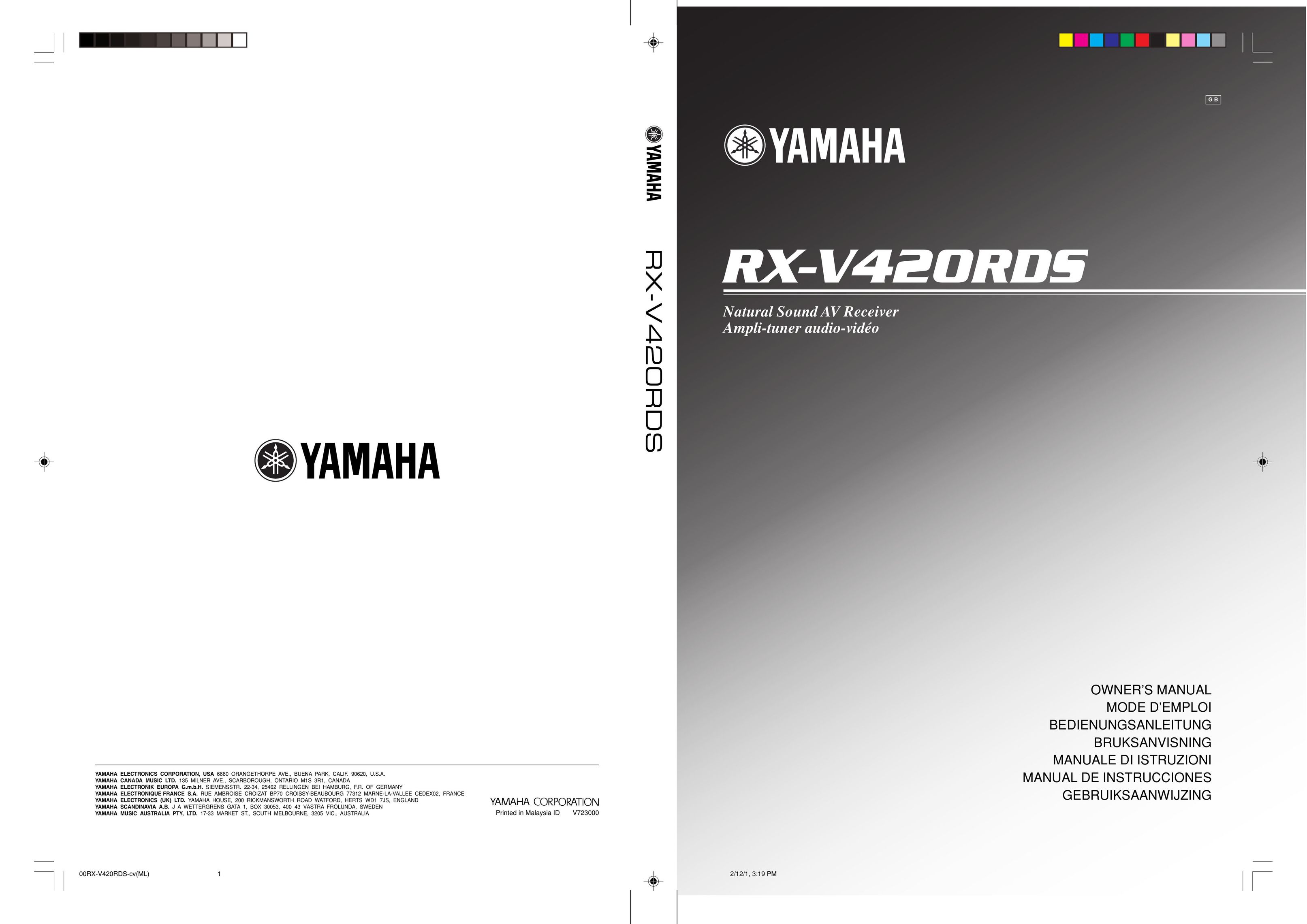 Yamaha RX-V420RDS TV Cables User Manual