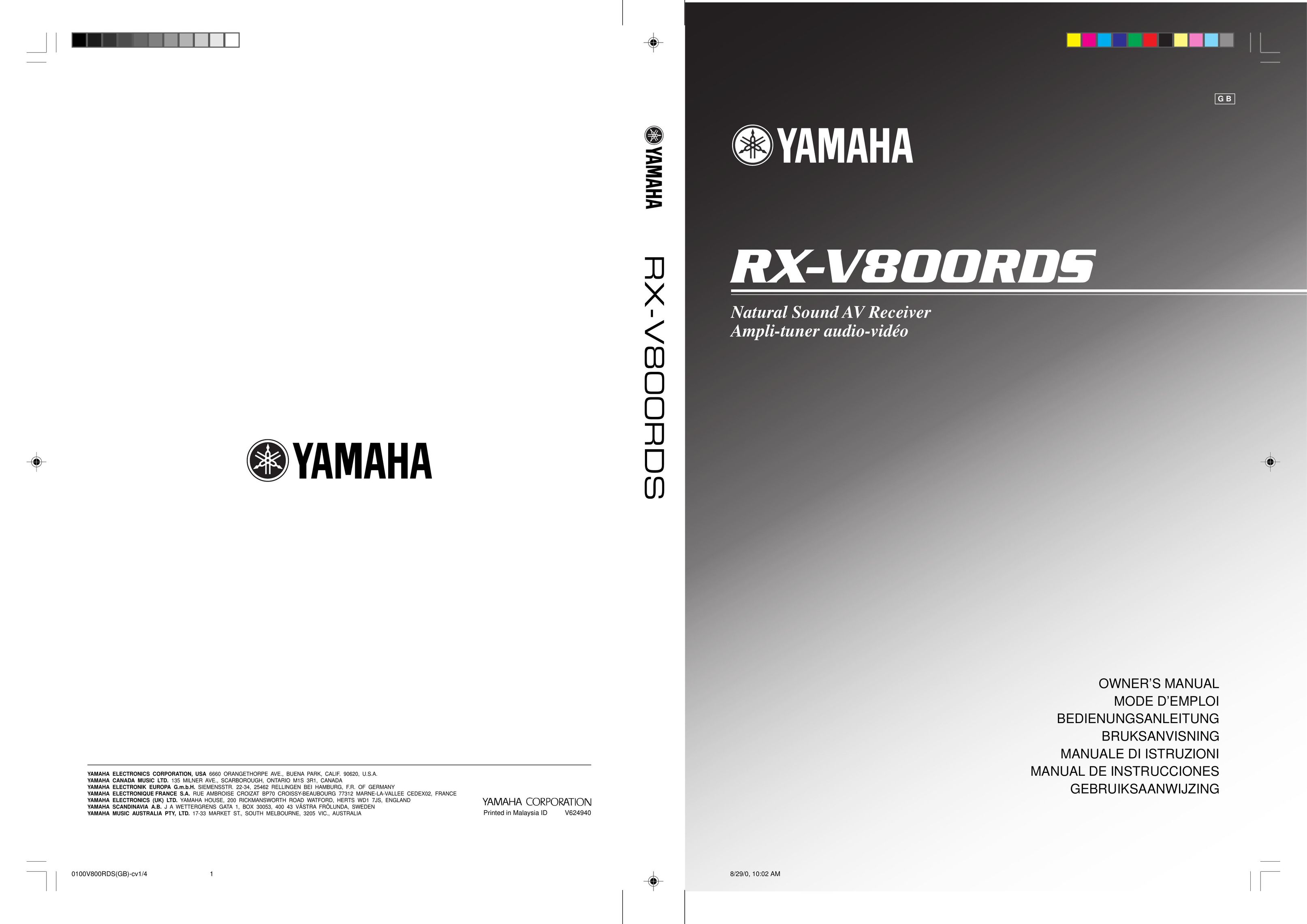 Yamaha RX-V800RDS TV Cables User Manual