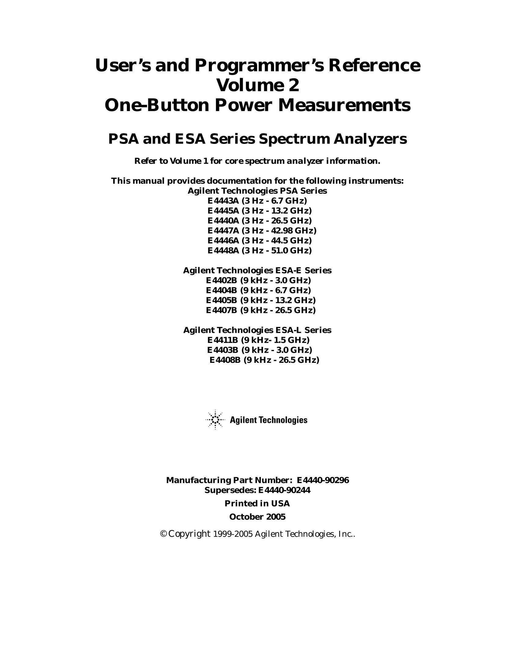 Agilent Technologies E4443A(3HZ-6.7GHZ) TV Converter Box User Manual