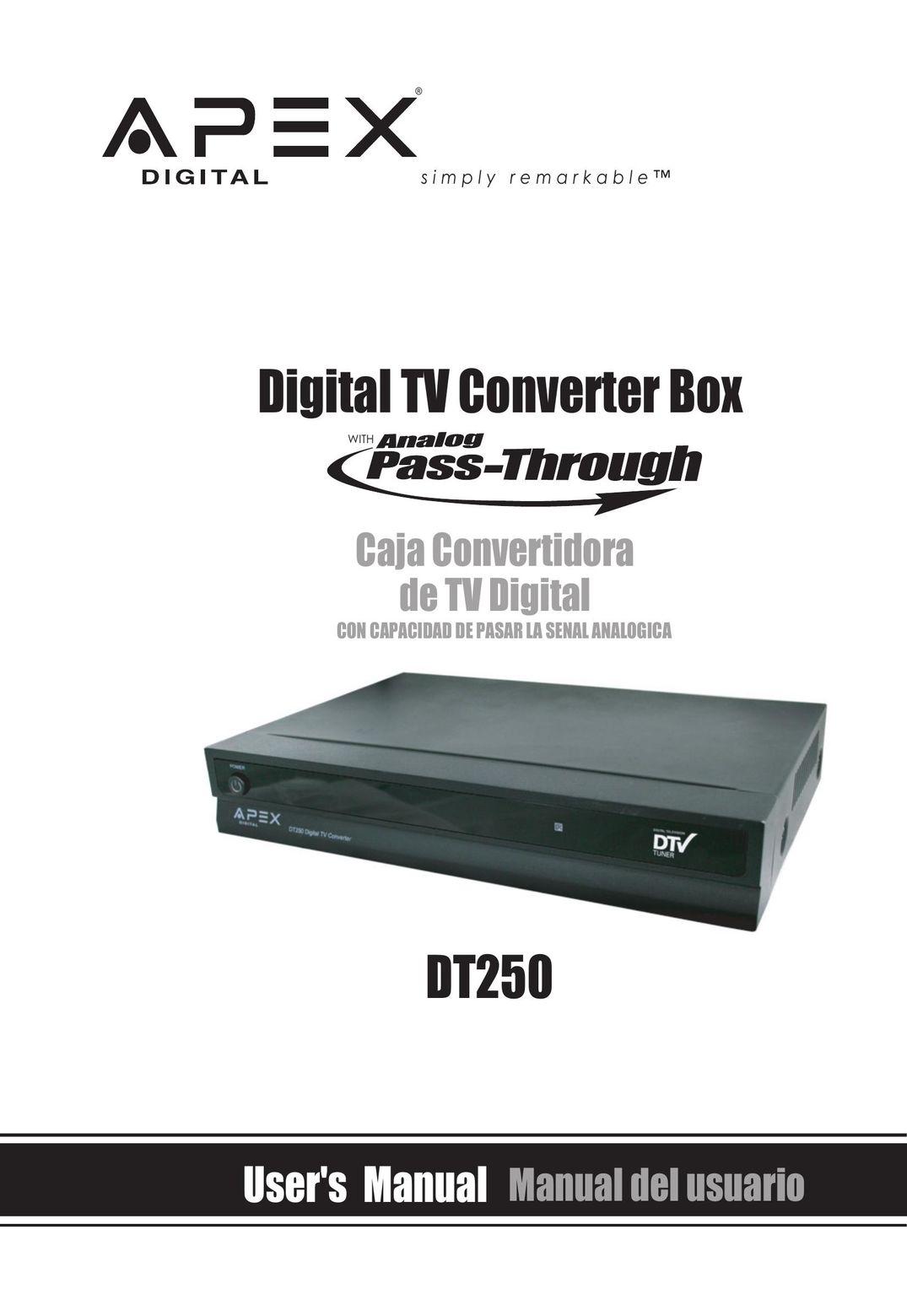 Apex Digital DT250 TV Converter Box User Manual