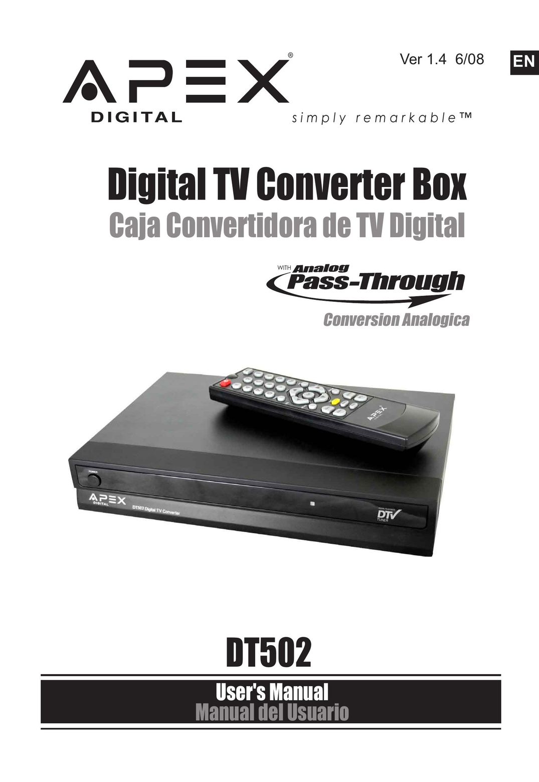Apex Digital DT502 TV Converter Box User Manual