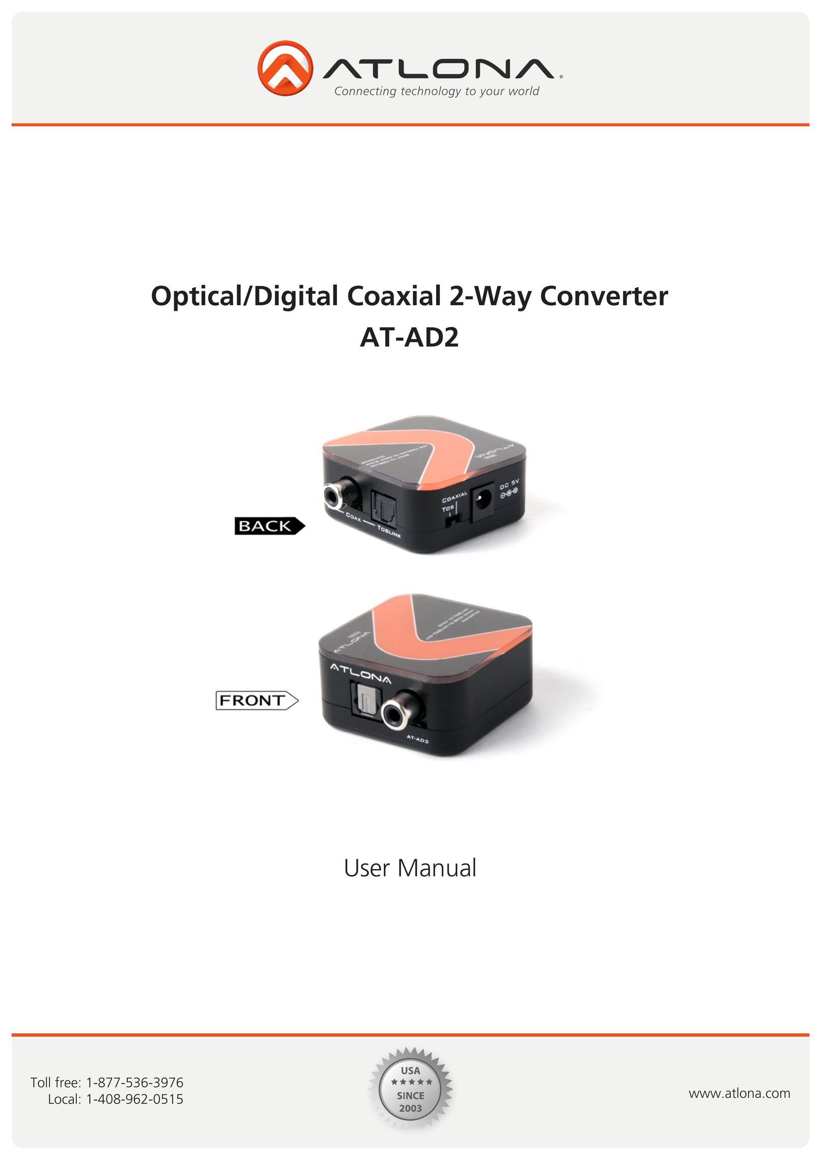 Atlona AT-AD2 TV Converter Box User Manual