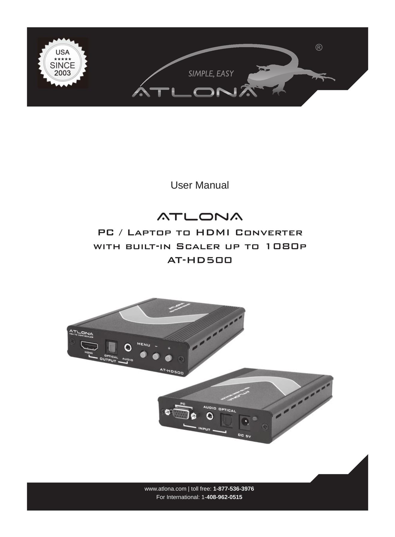 Atlona AT-HD500 TV Converter Box User Manual