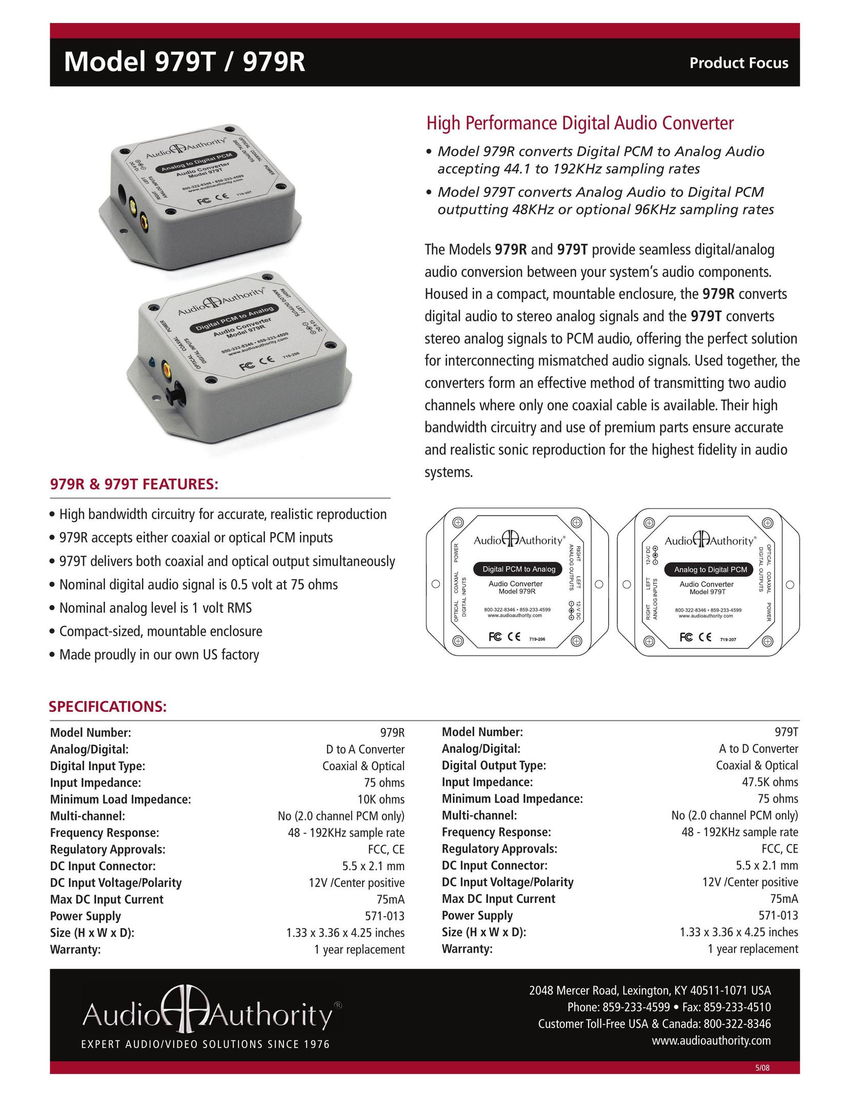 Audio Authority 979R TV Converter Box User Manual