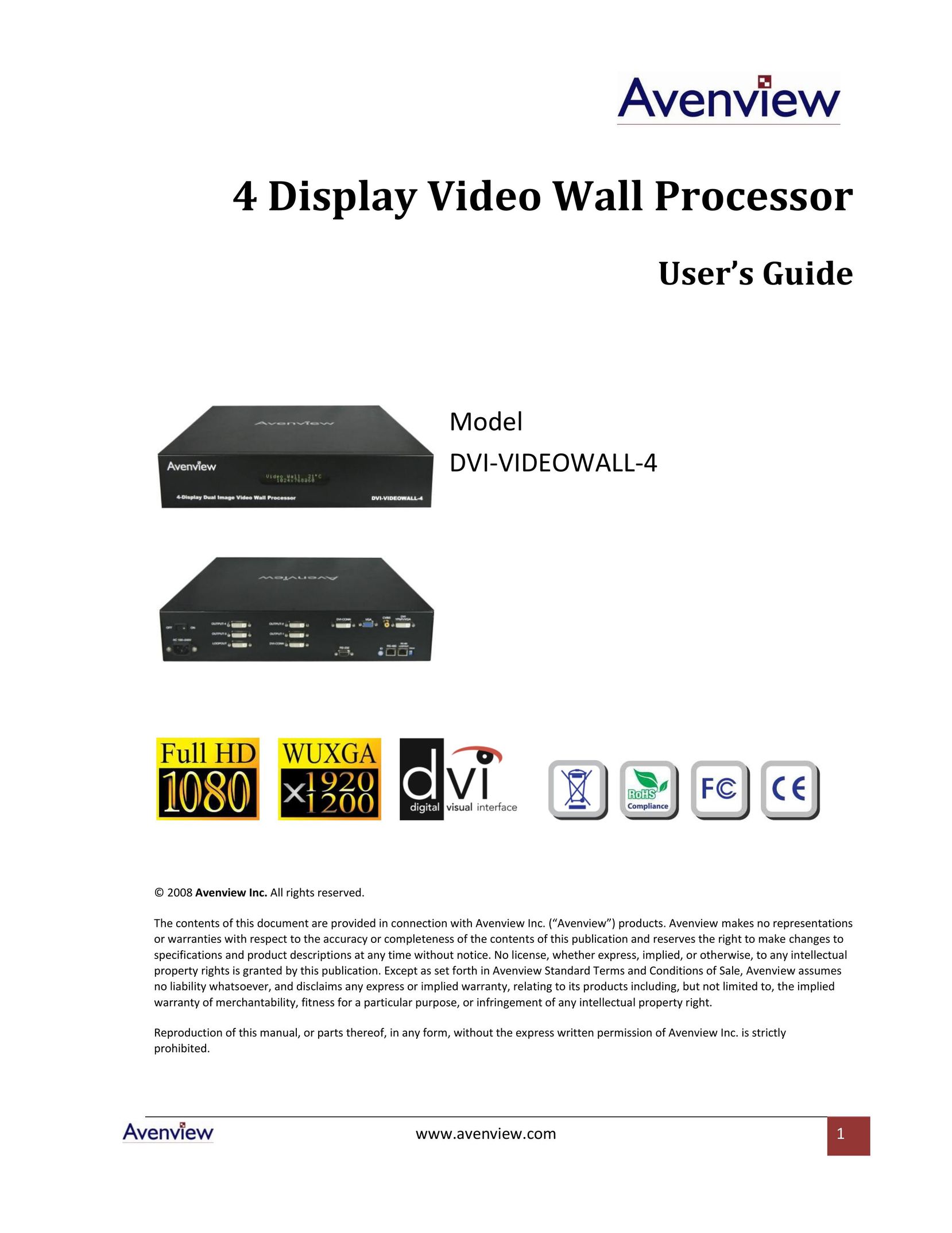 Avenview DVI-VIDEOWALL-4 TV Converter Box User Manual