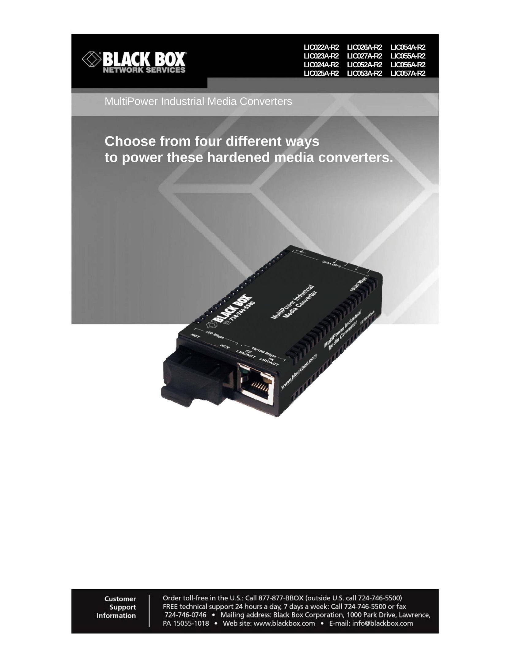 Black Box BLACK BOX MULTIPOWER INDUSTRAL MEDIA CONVERTERS TV Converter Box User Manual