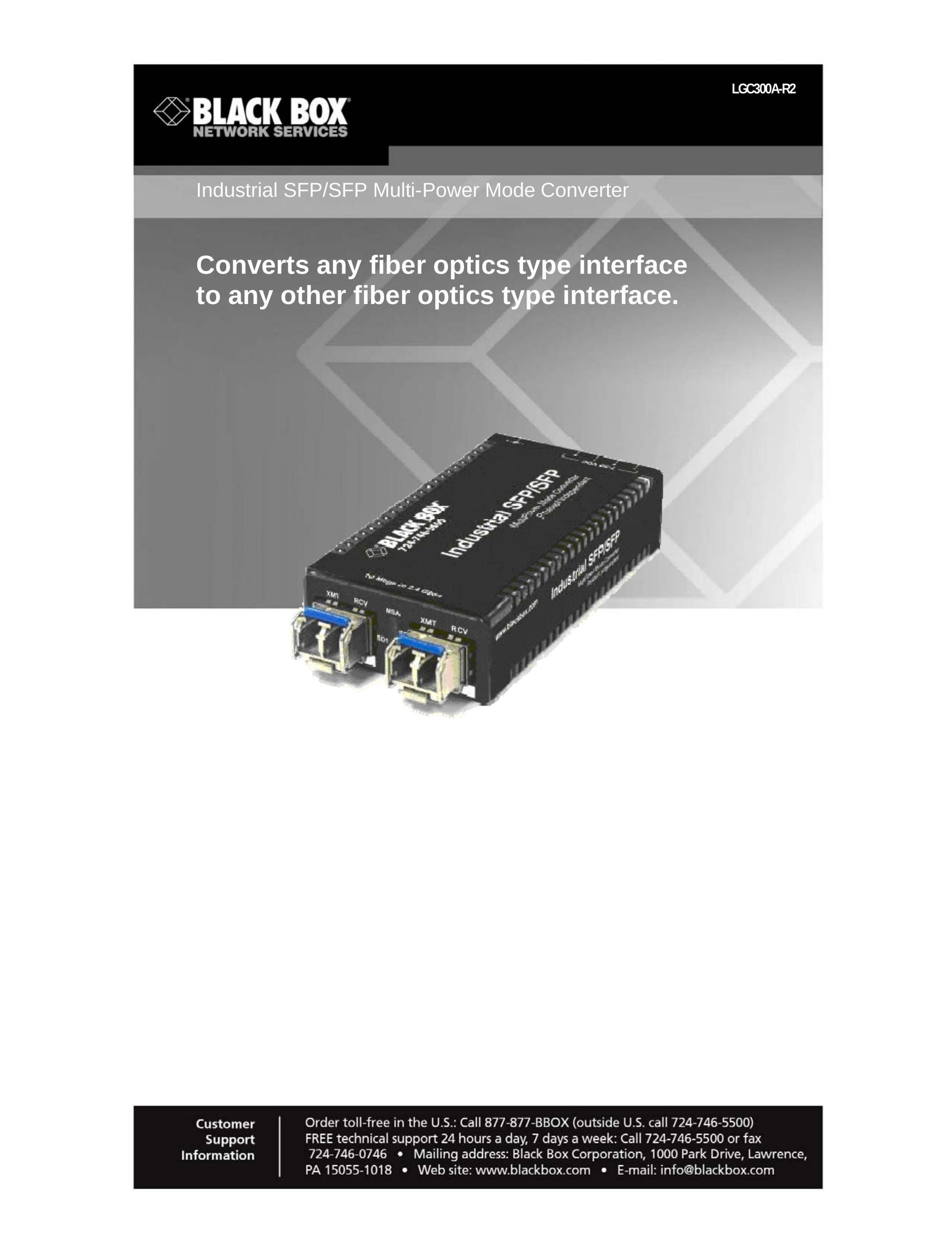 Black Box Industrial SFP/SFP Multi-Power Mode Converter TV Converter Box User Manual