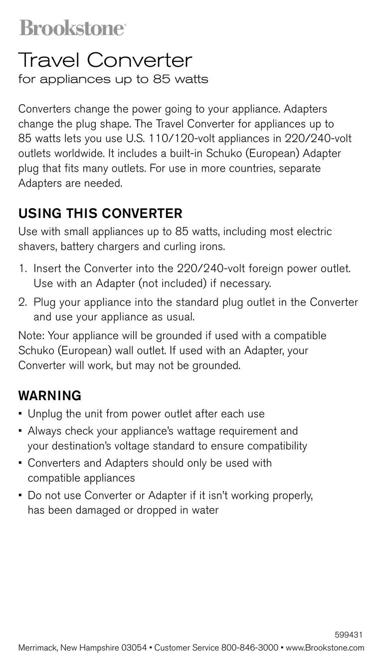 Brookstone 599431 TV Converter Box User Manual