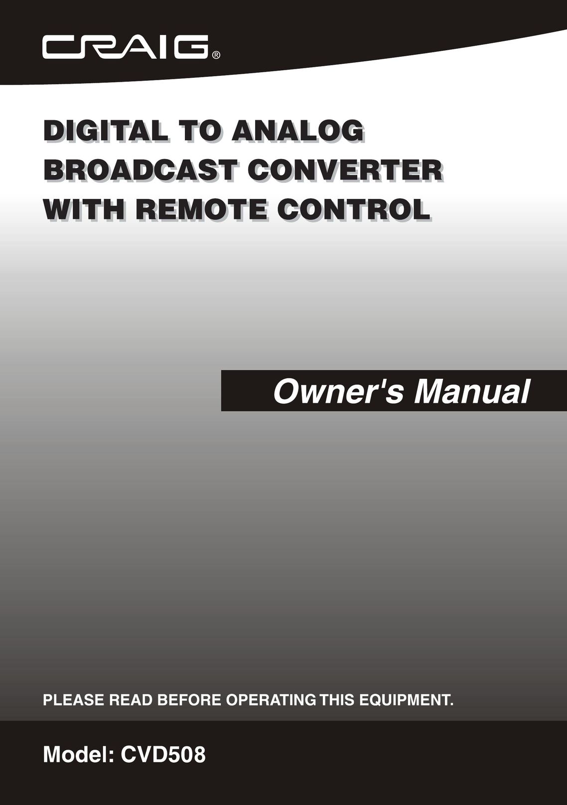 Craig CVD508 TV Converter Box User Manual