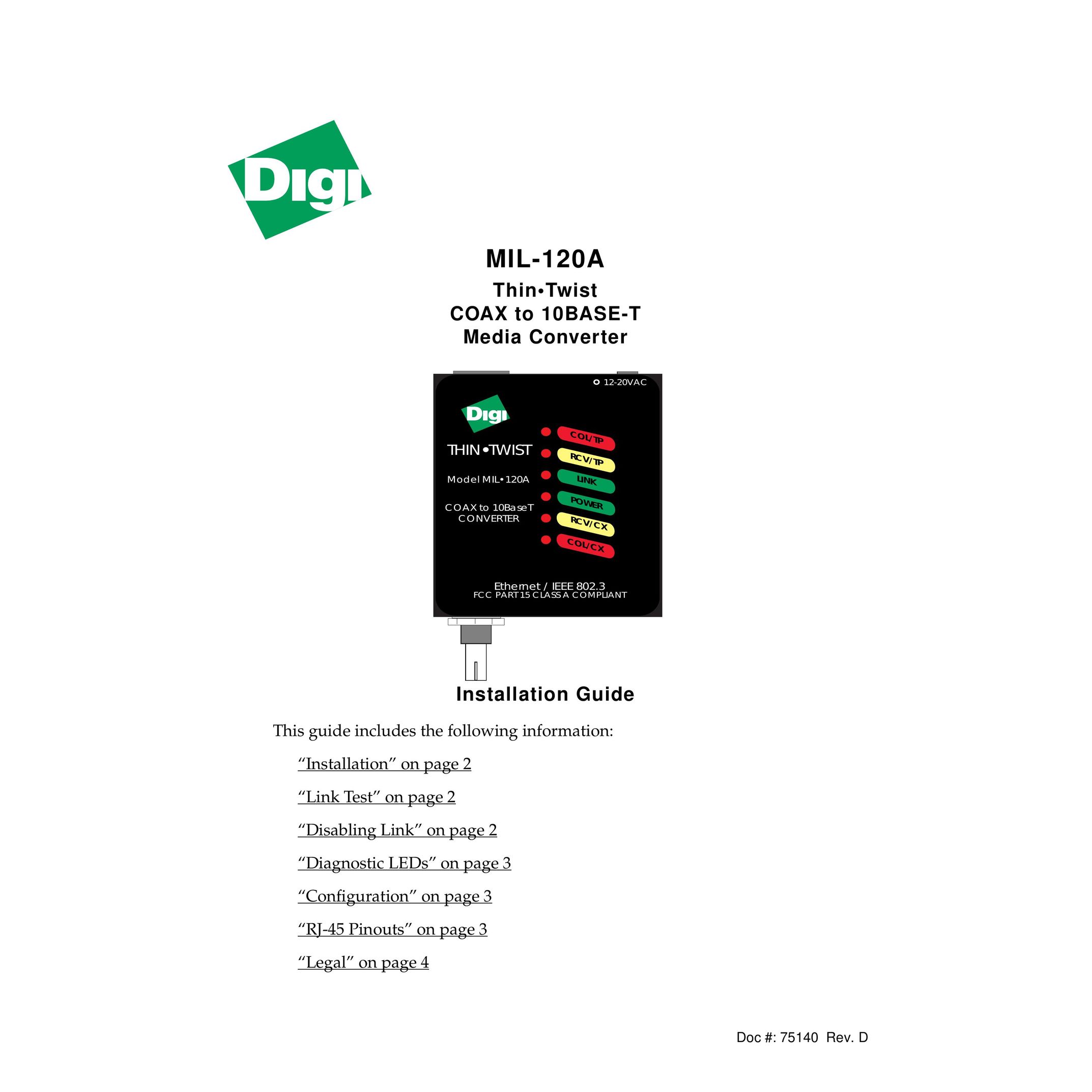 Digi MIL-120A TV Converter Box User Manual
