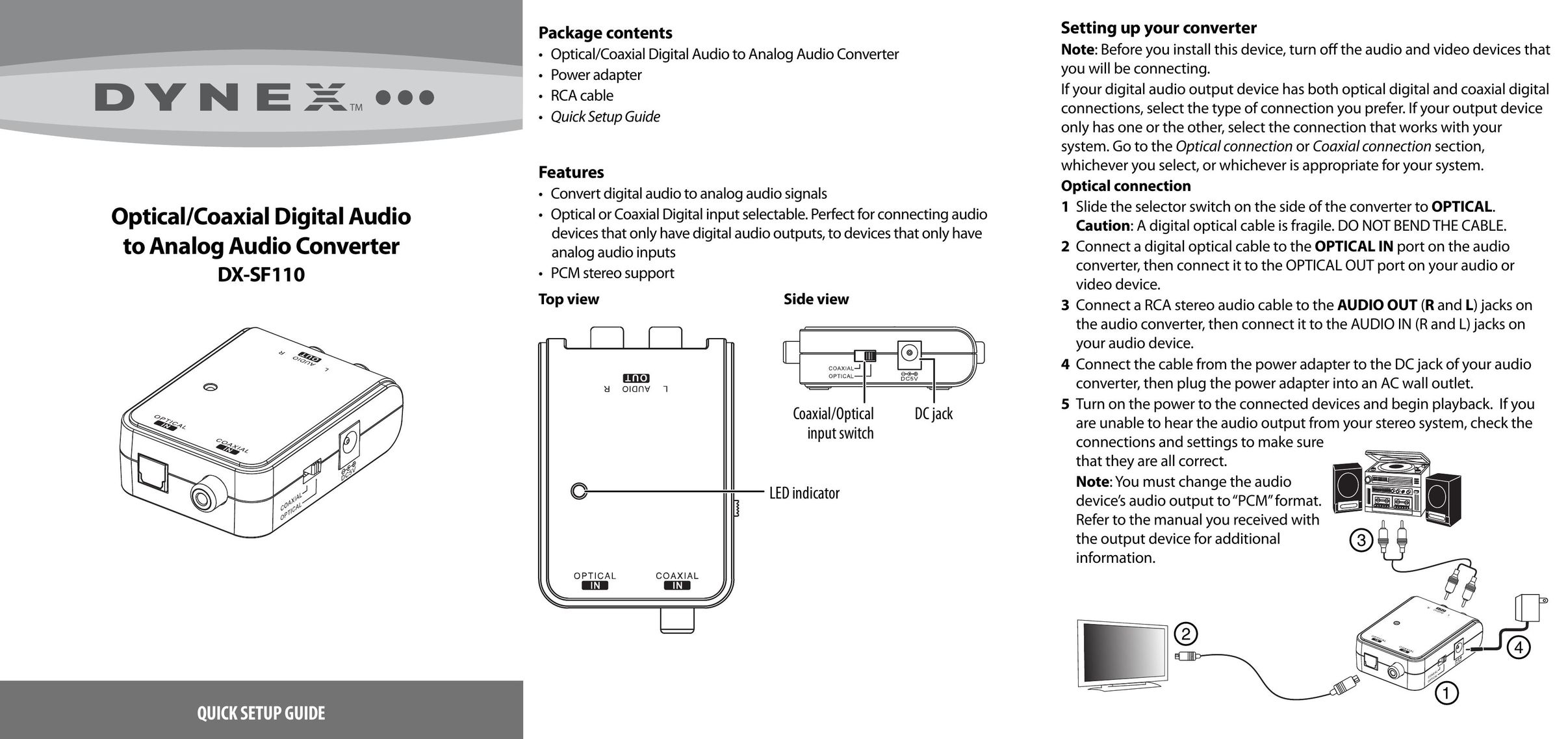 Dynex DX-SF110 TV Converter Box User Manual