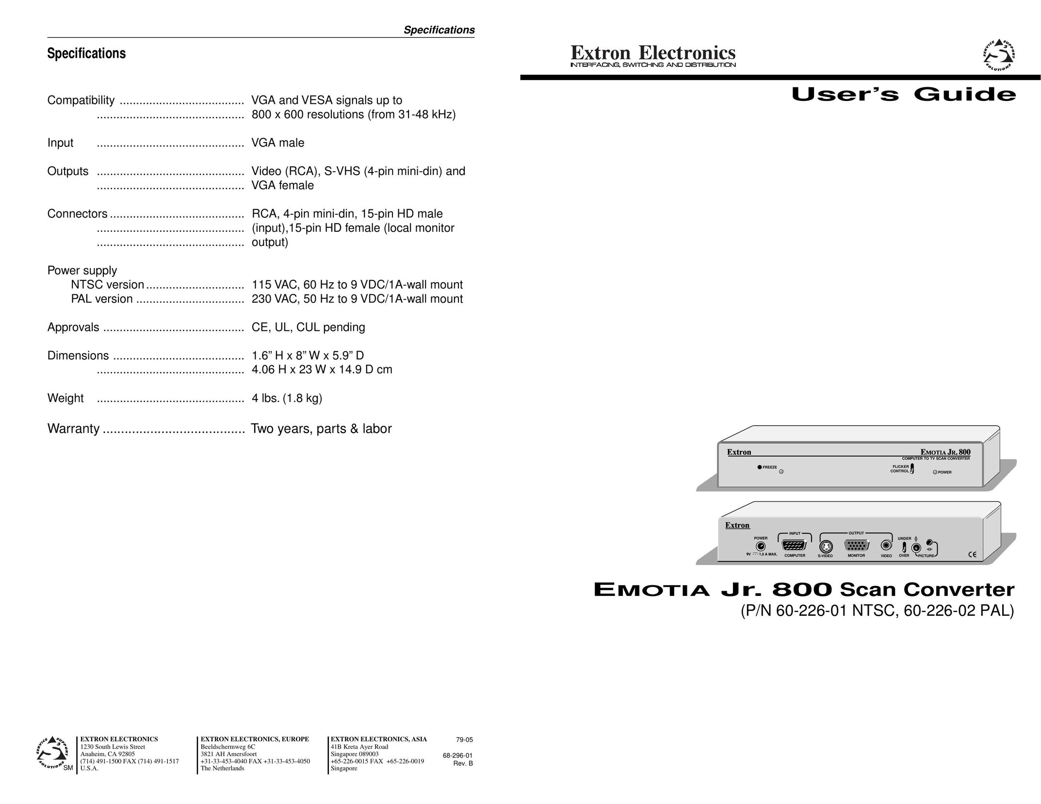 Extron electronic JR.800 TV Converter Box User Manual