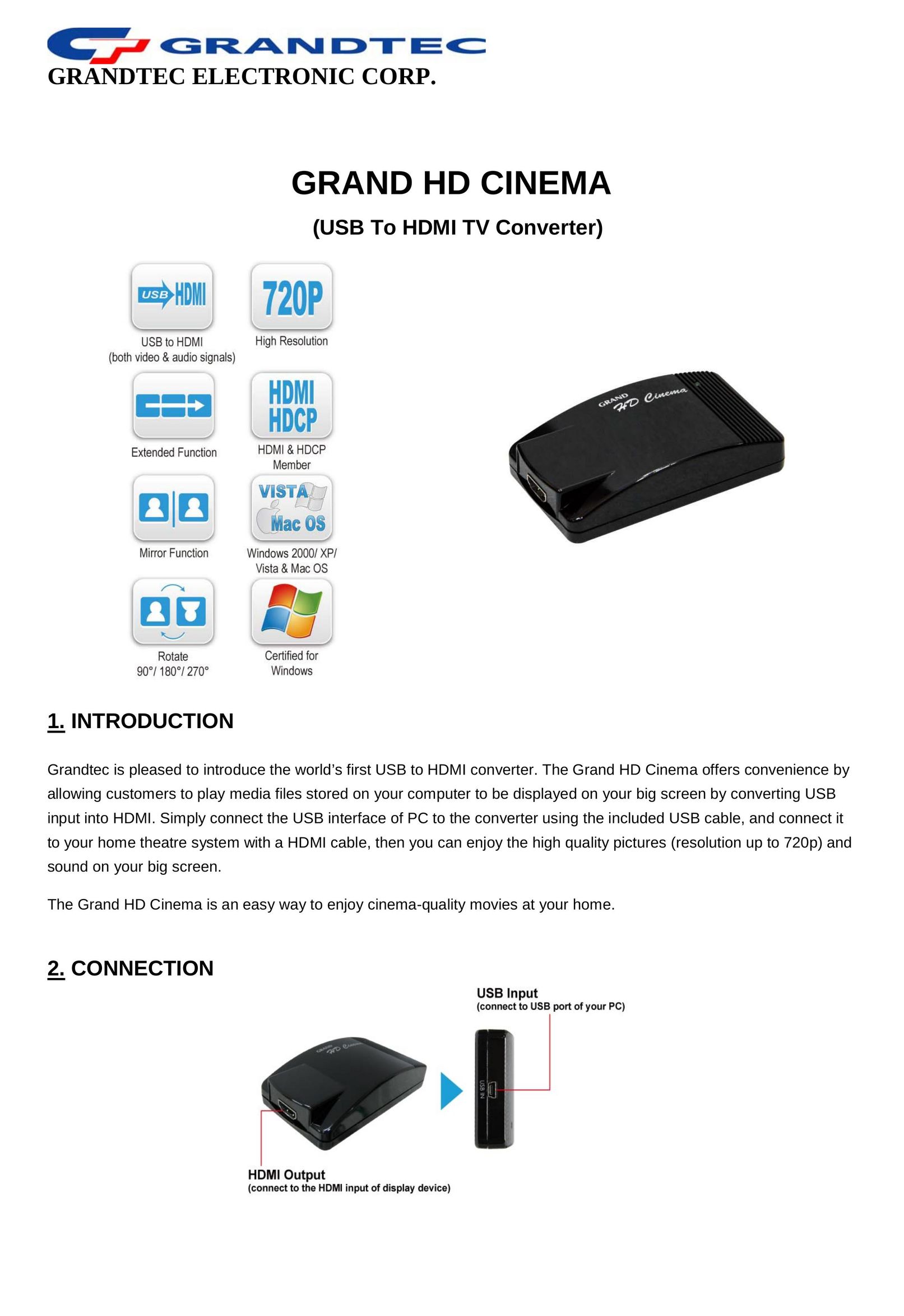 GrandTec GHD-2000 TV Converter Box User Manual