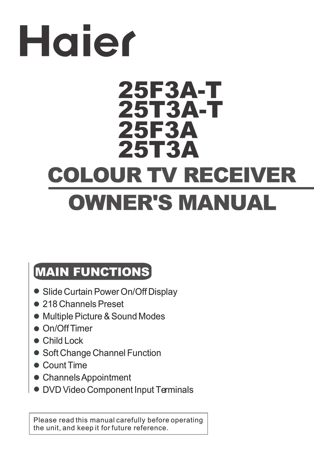 Haier 25F3A TV Converter Box User Manual