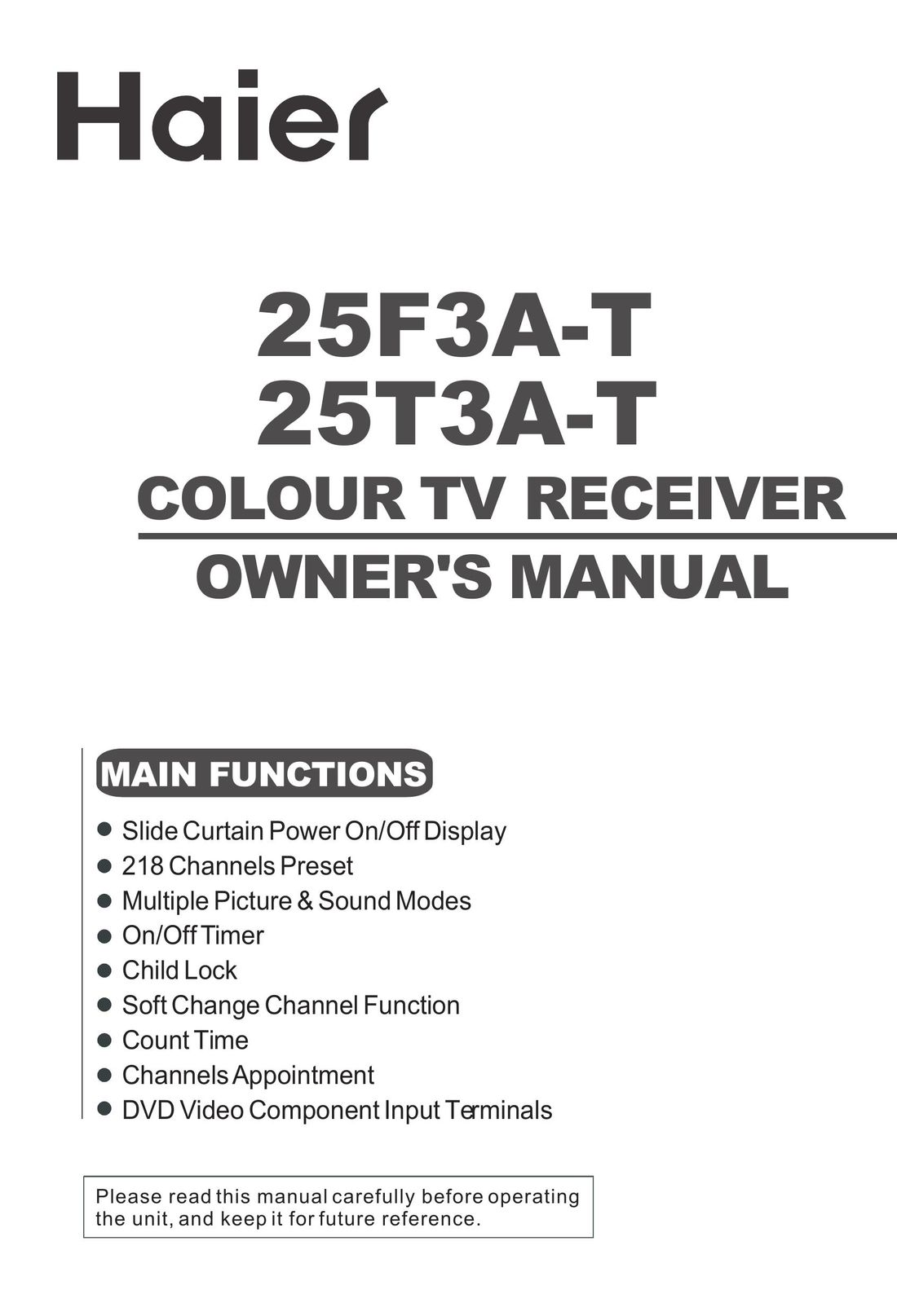 Haier 25F3A-T TV Converter Box User Manual