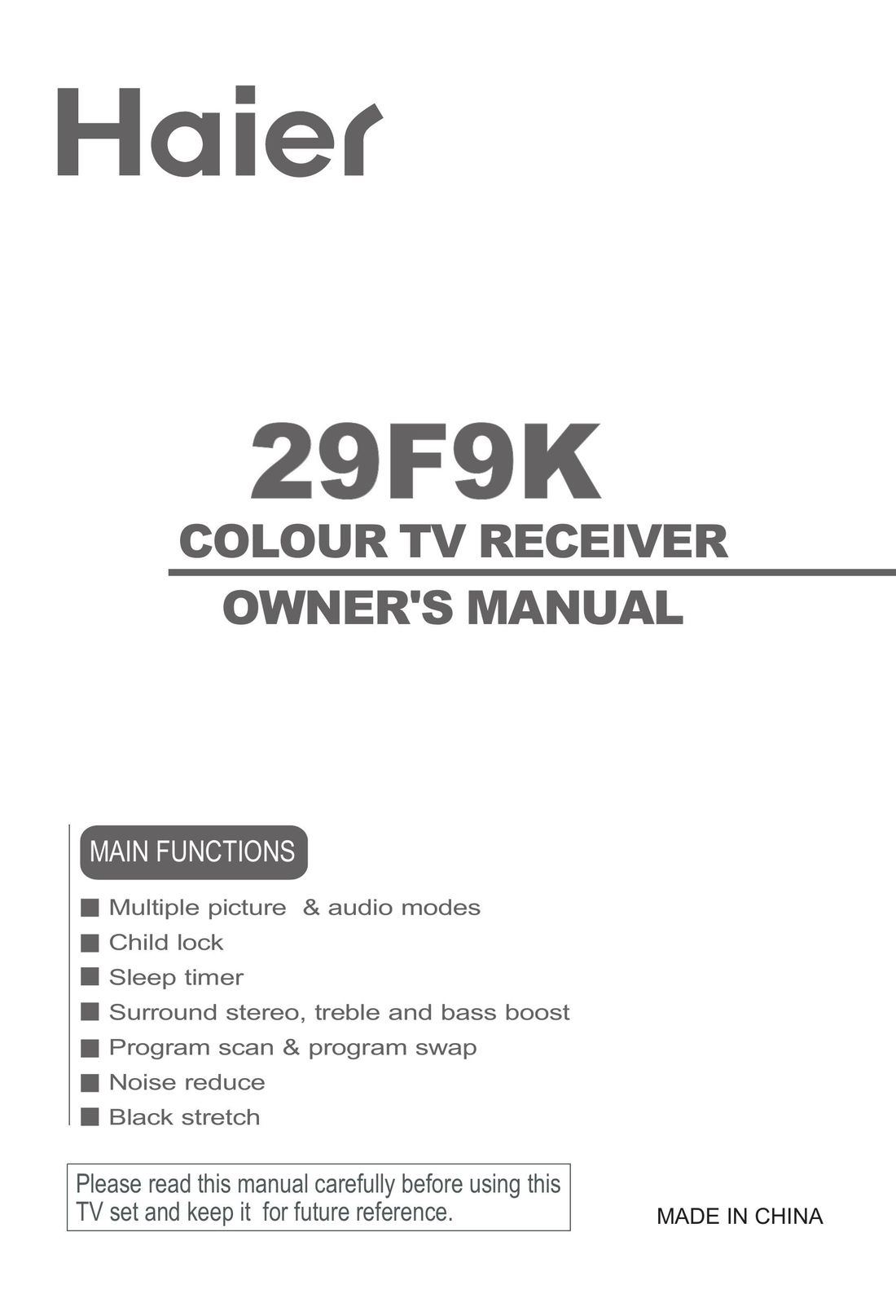 Haier 29F9K TV Converter Box User Manual