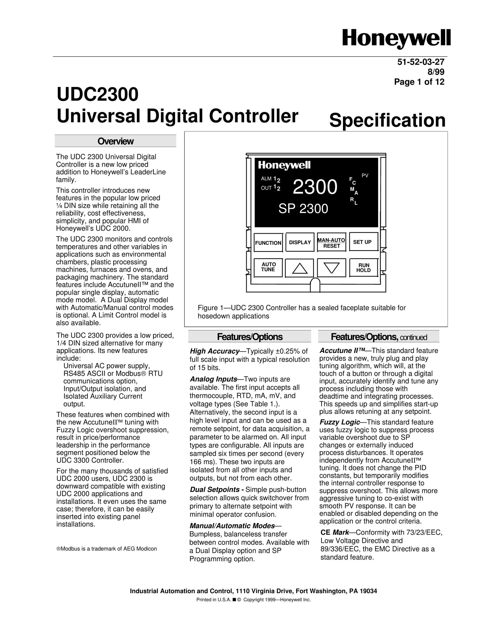 Honeywell UDC2300 TV Converter Box User Manual