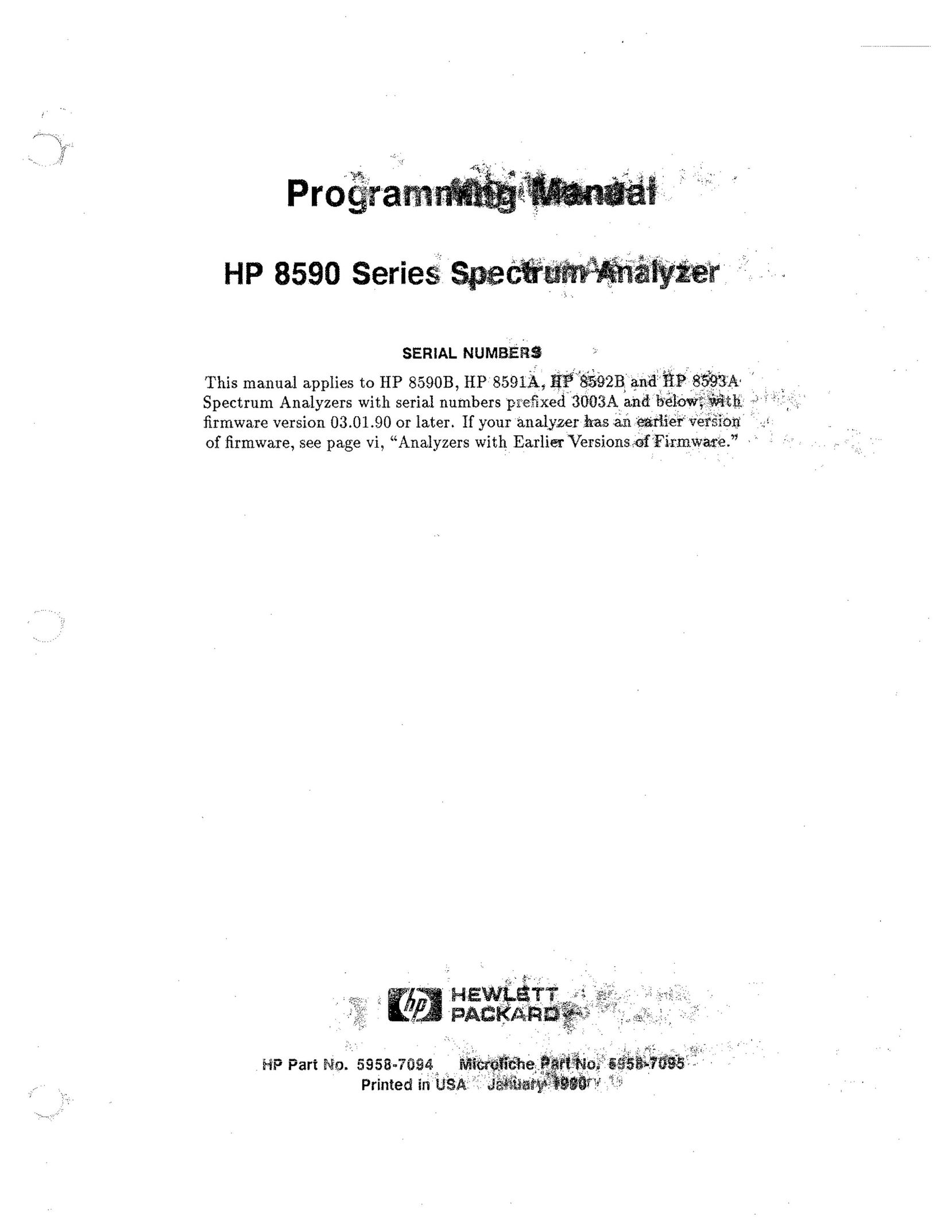 HP (Hewlett-Packard) HP 8590B TV Converter Box User Manual