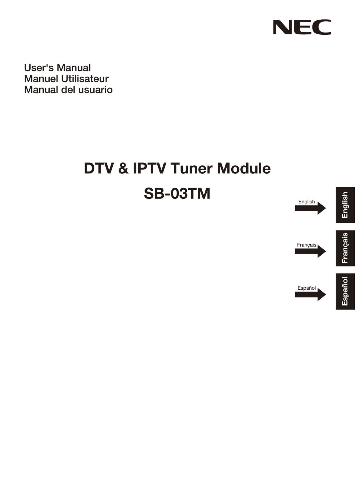 NEC SB-03TM TV Converter Box User Manual