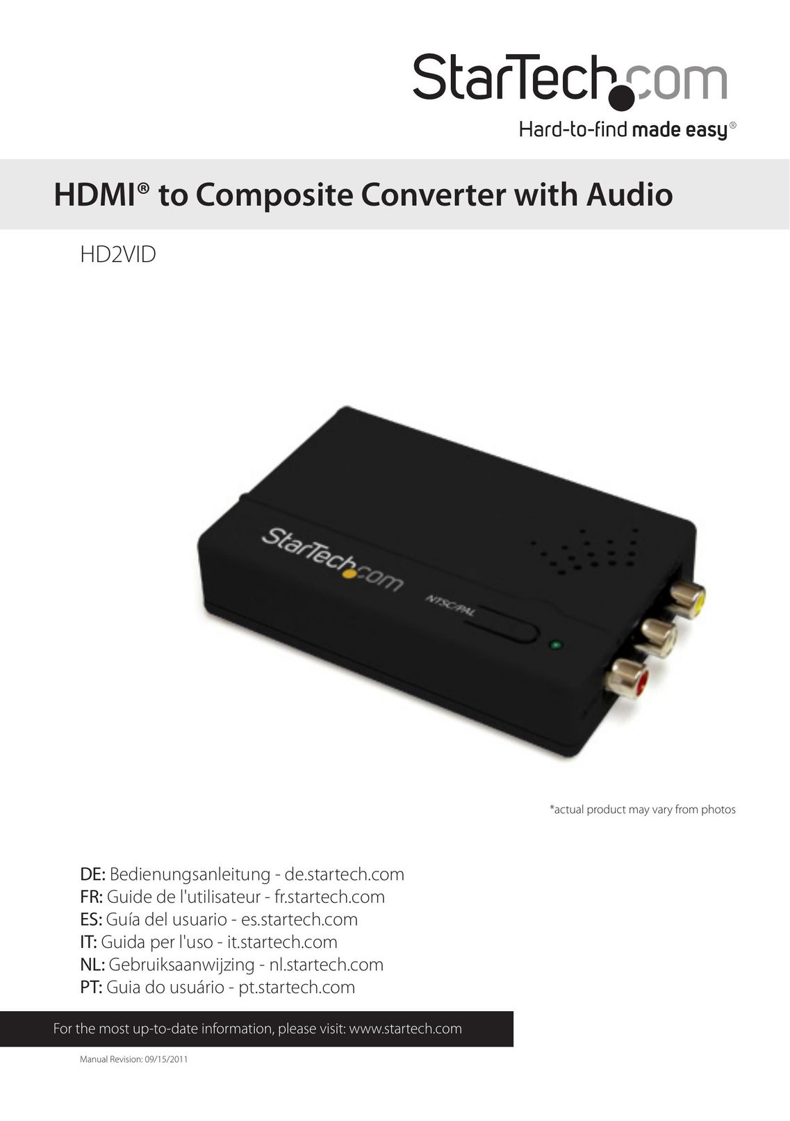 StarTech.com HD2VID TV Converter Box User Manual