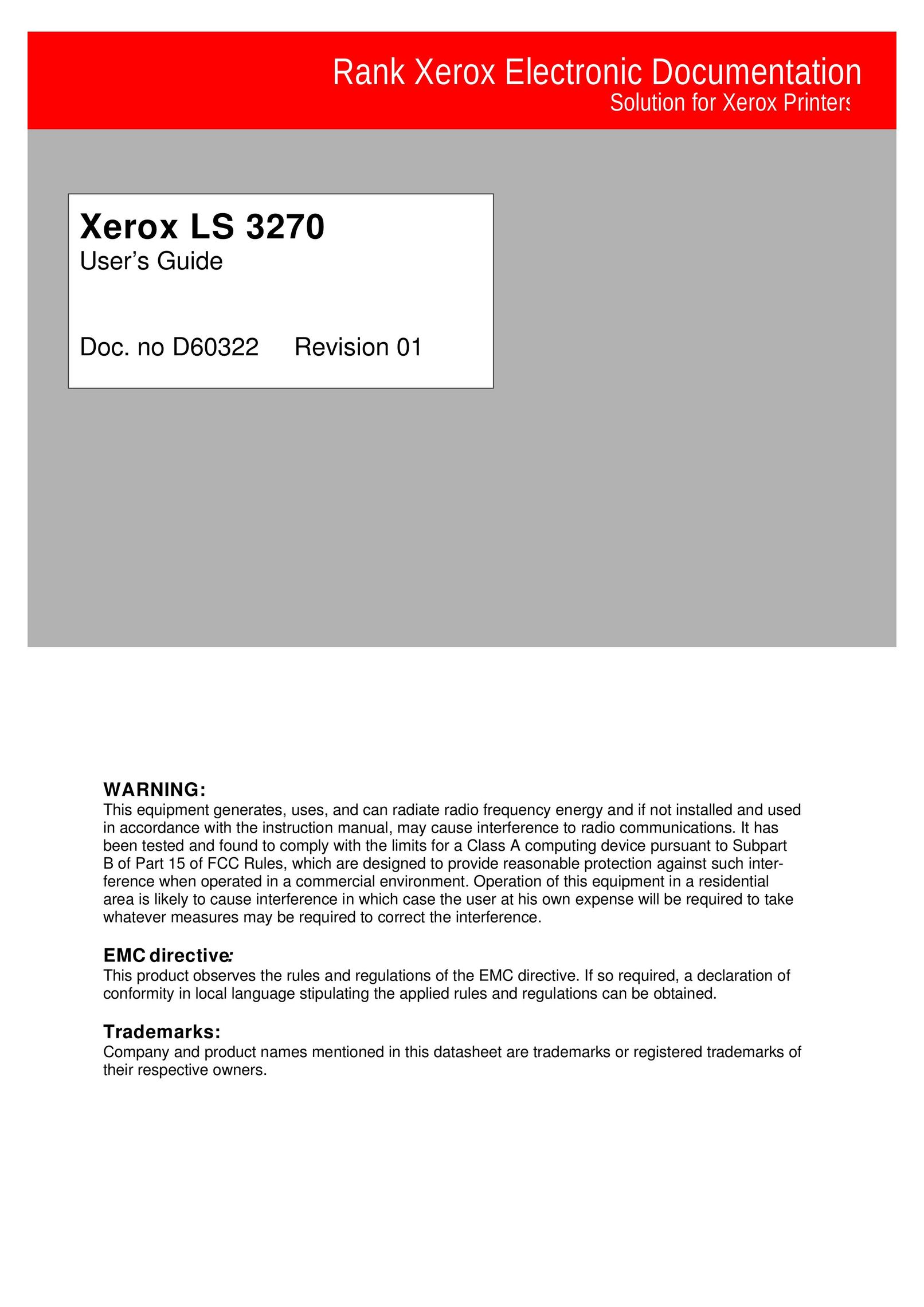 Xerox ls 32270 TV Converter Box User Manual