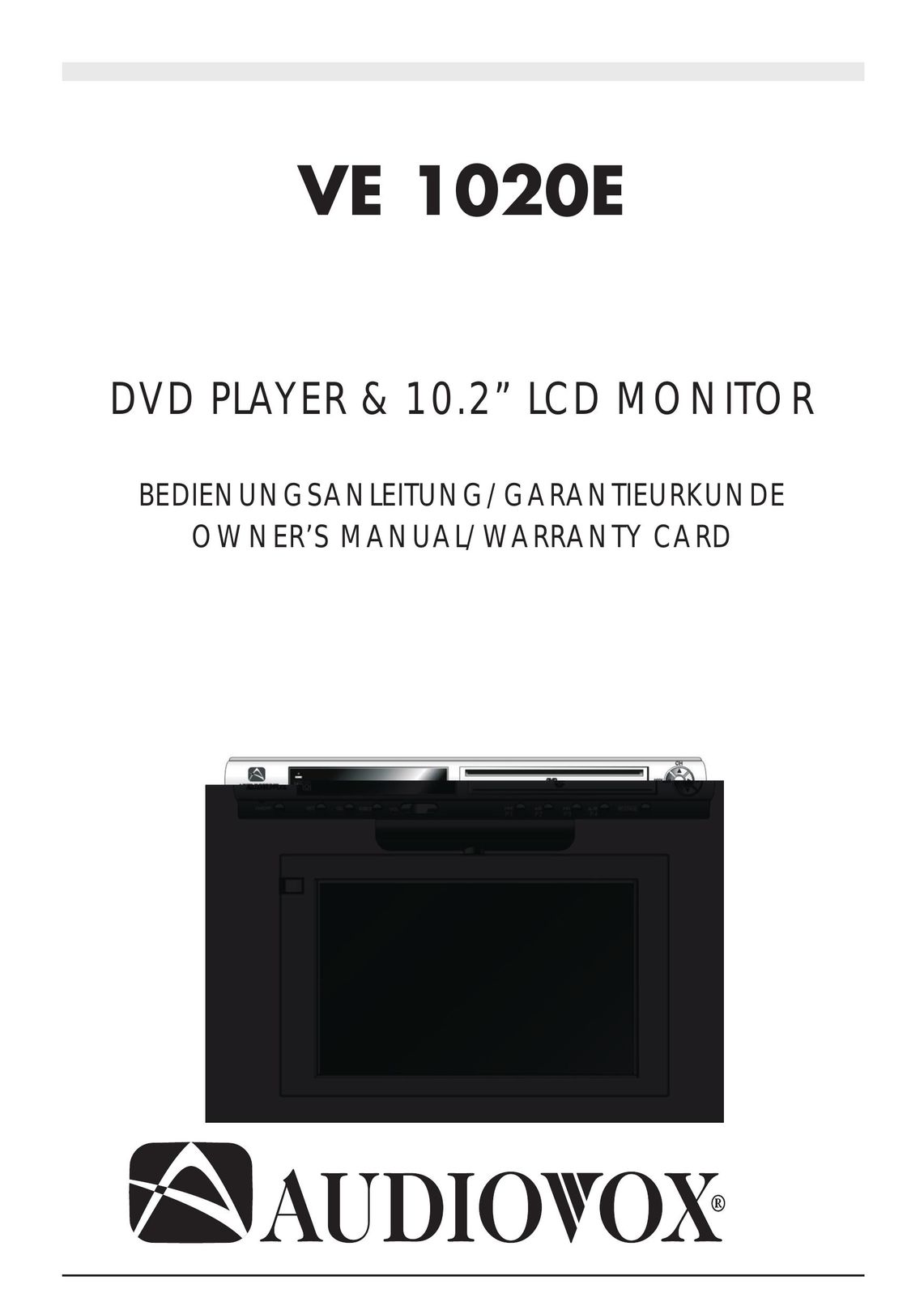 Audiovox VE 1020E TV DVD Combo User Manual