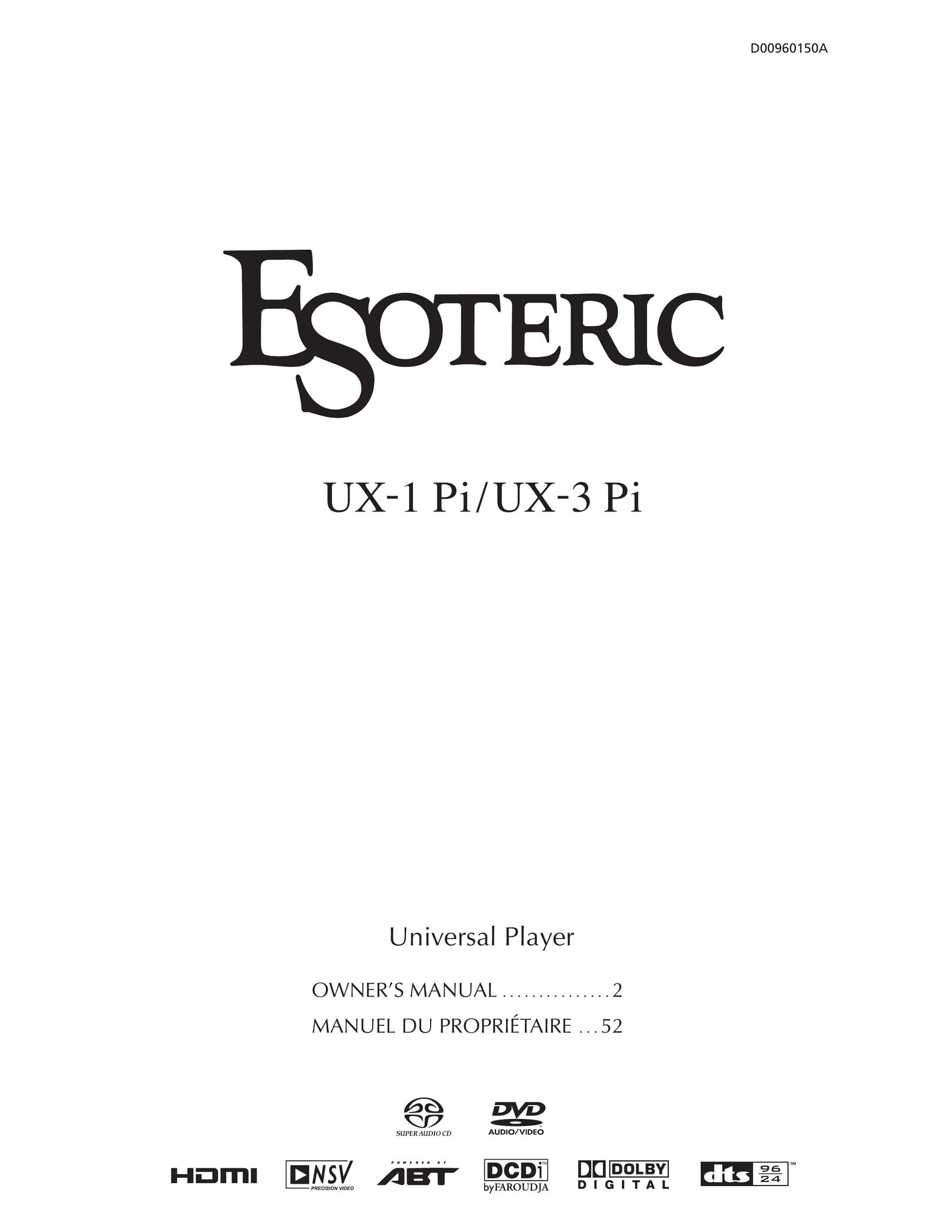 Esoteric UX-3 Pi TV DVD Combo User Manual