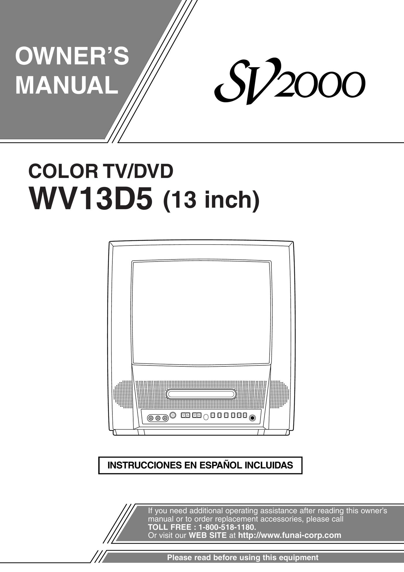 FUNAI WV13D5 TV DVD Combo User Manual
