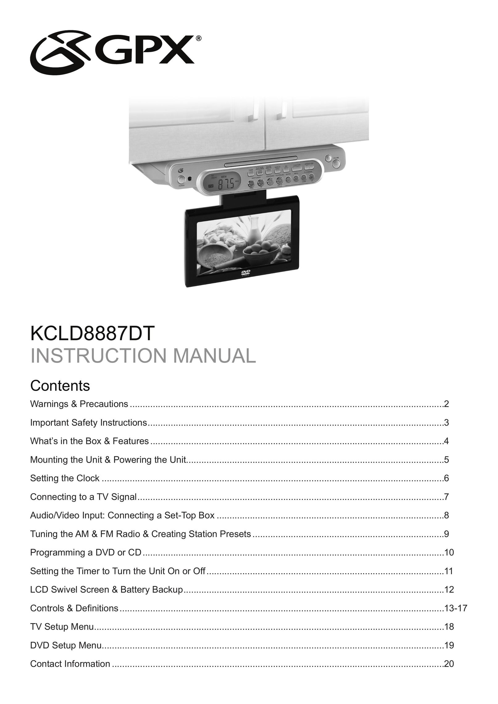 GPX KCLD8887DT TV DVD Combo User Manual