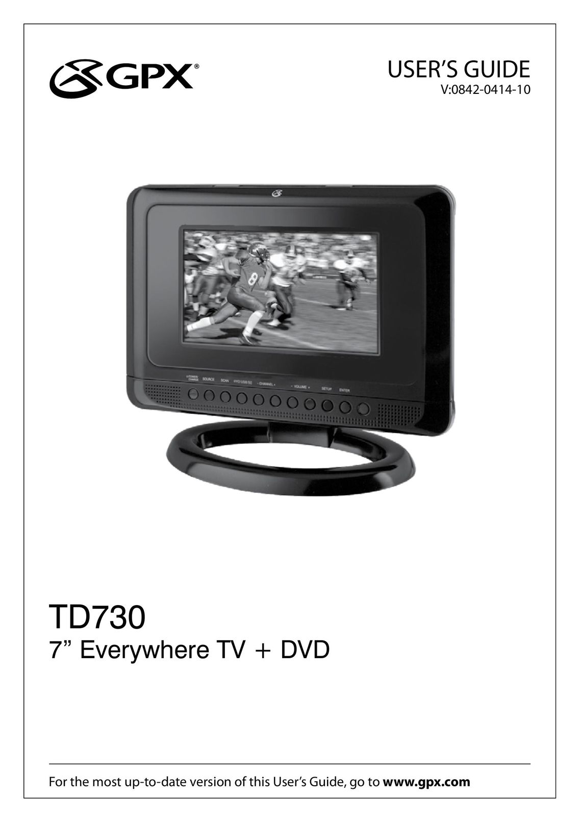 GPX TD730 TV DVD Combo User Manual