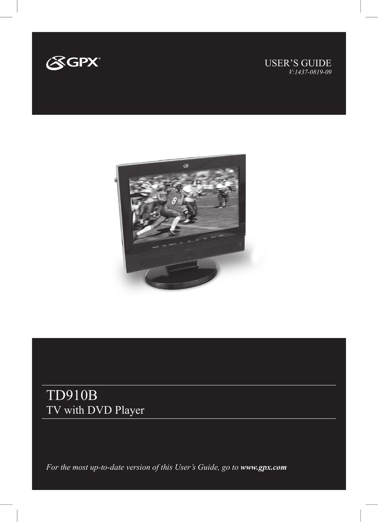 GPX TD910B TV DVD Combo User Manual