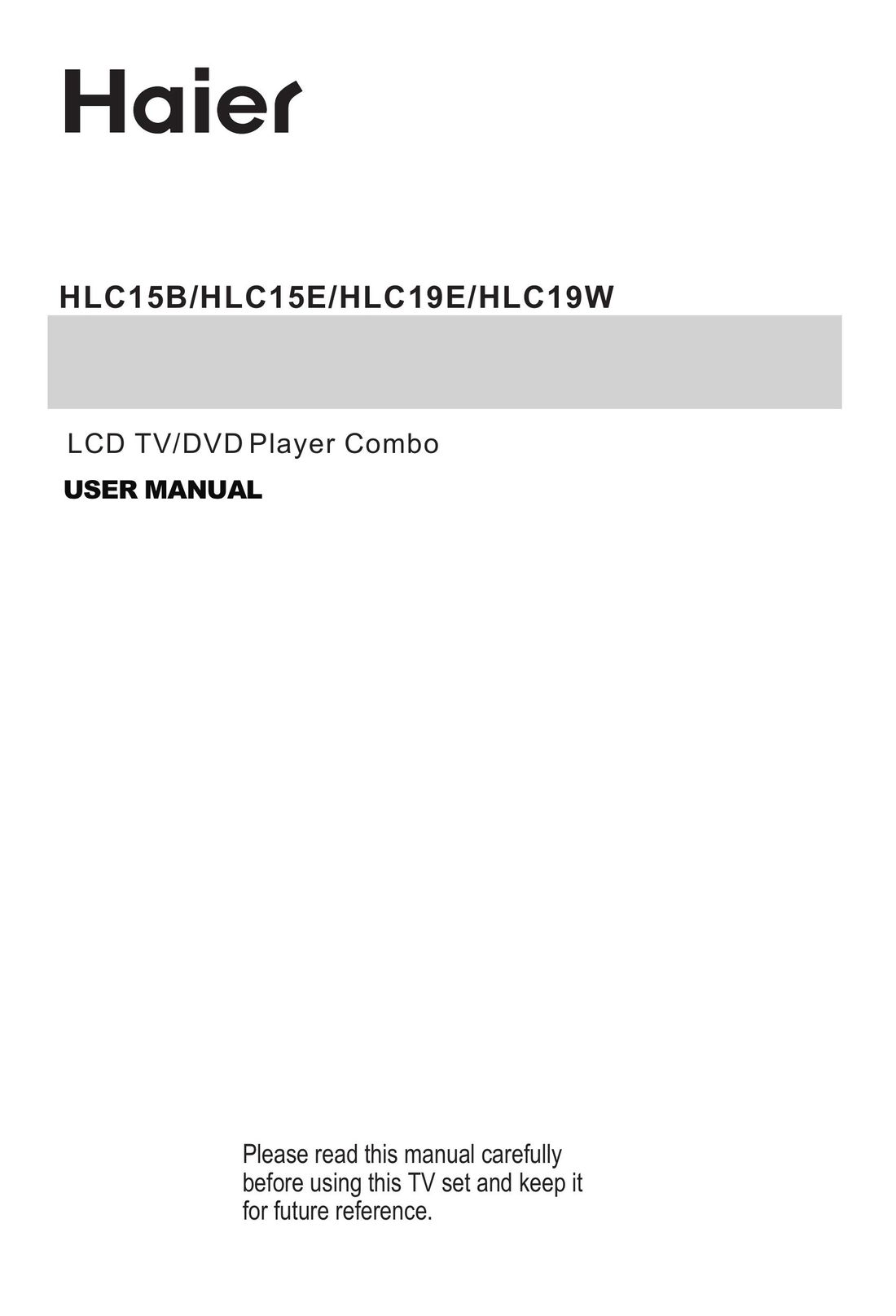 Haier HLC15B TV DVD Combo User Manual