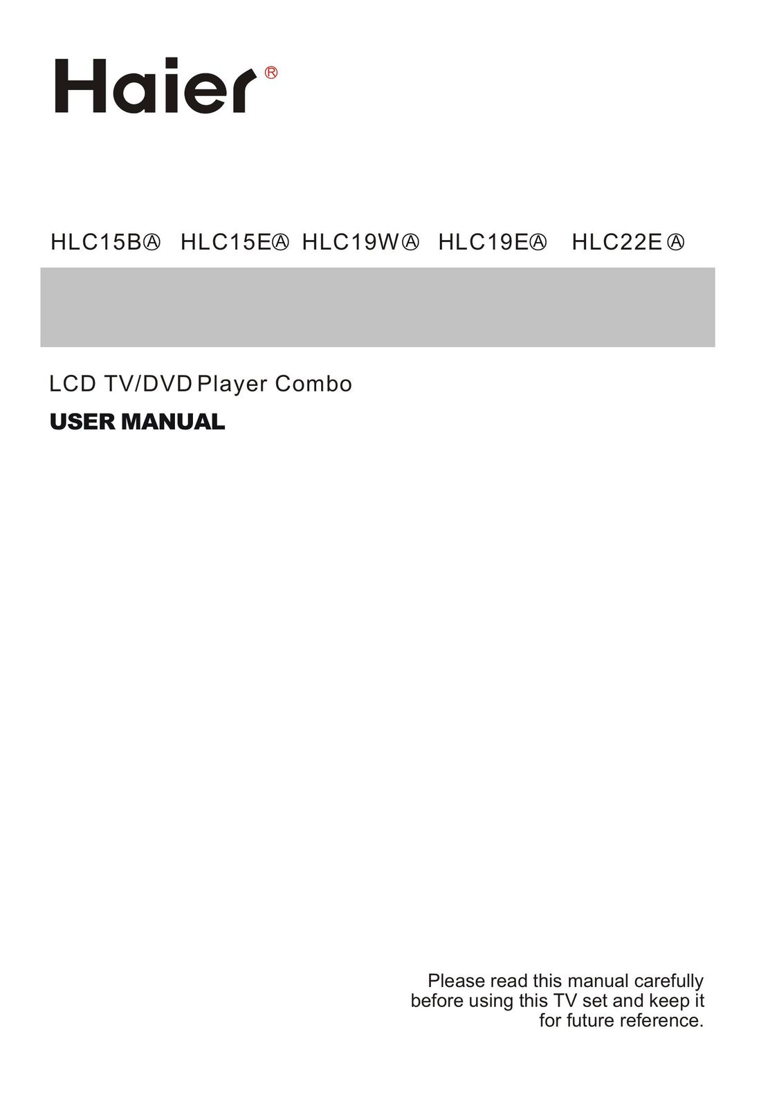 Haier HLC22E TV DVD Combo User Manual