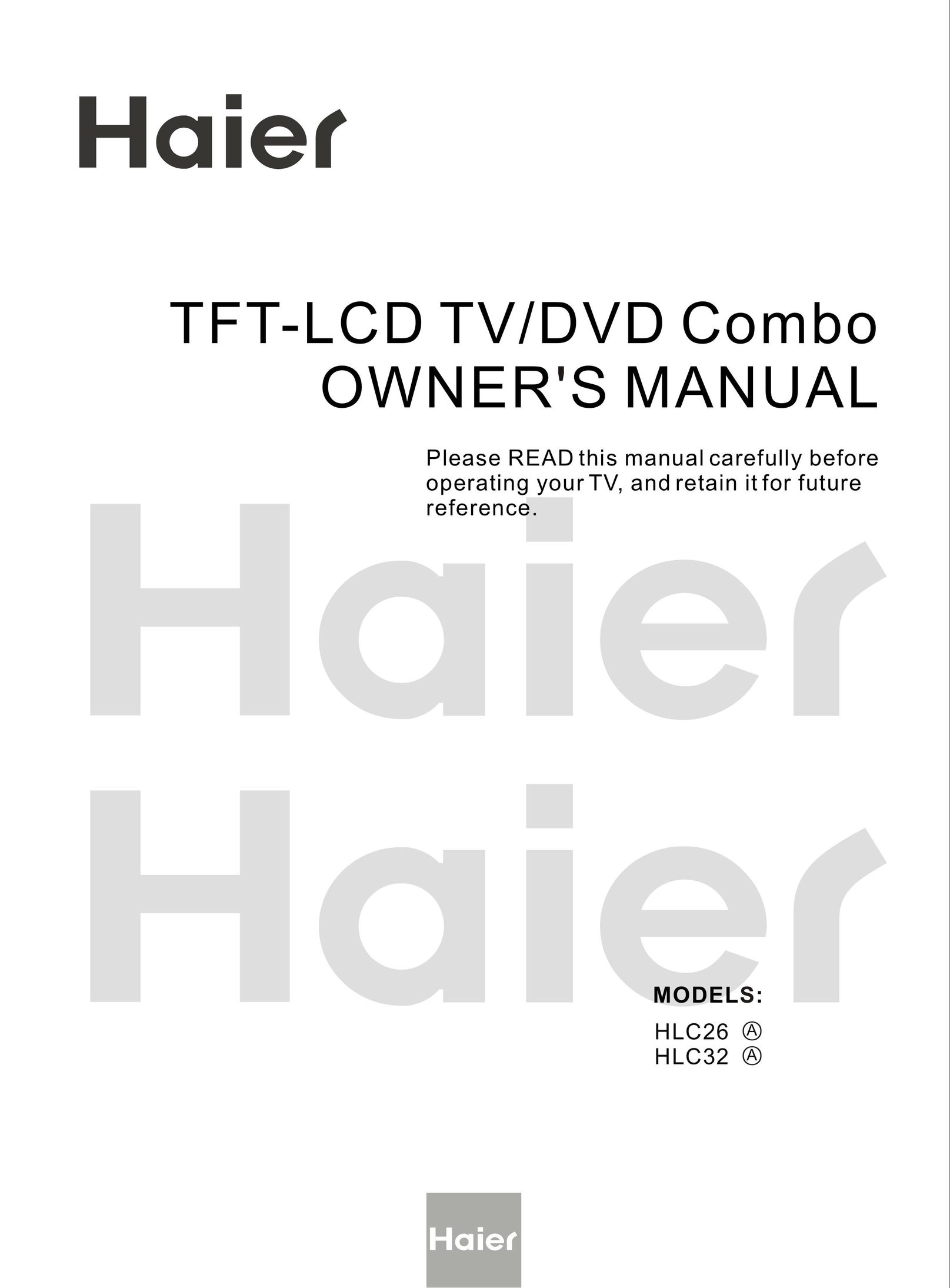 Haier HLC26 TV DVD Combo User Manual