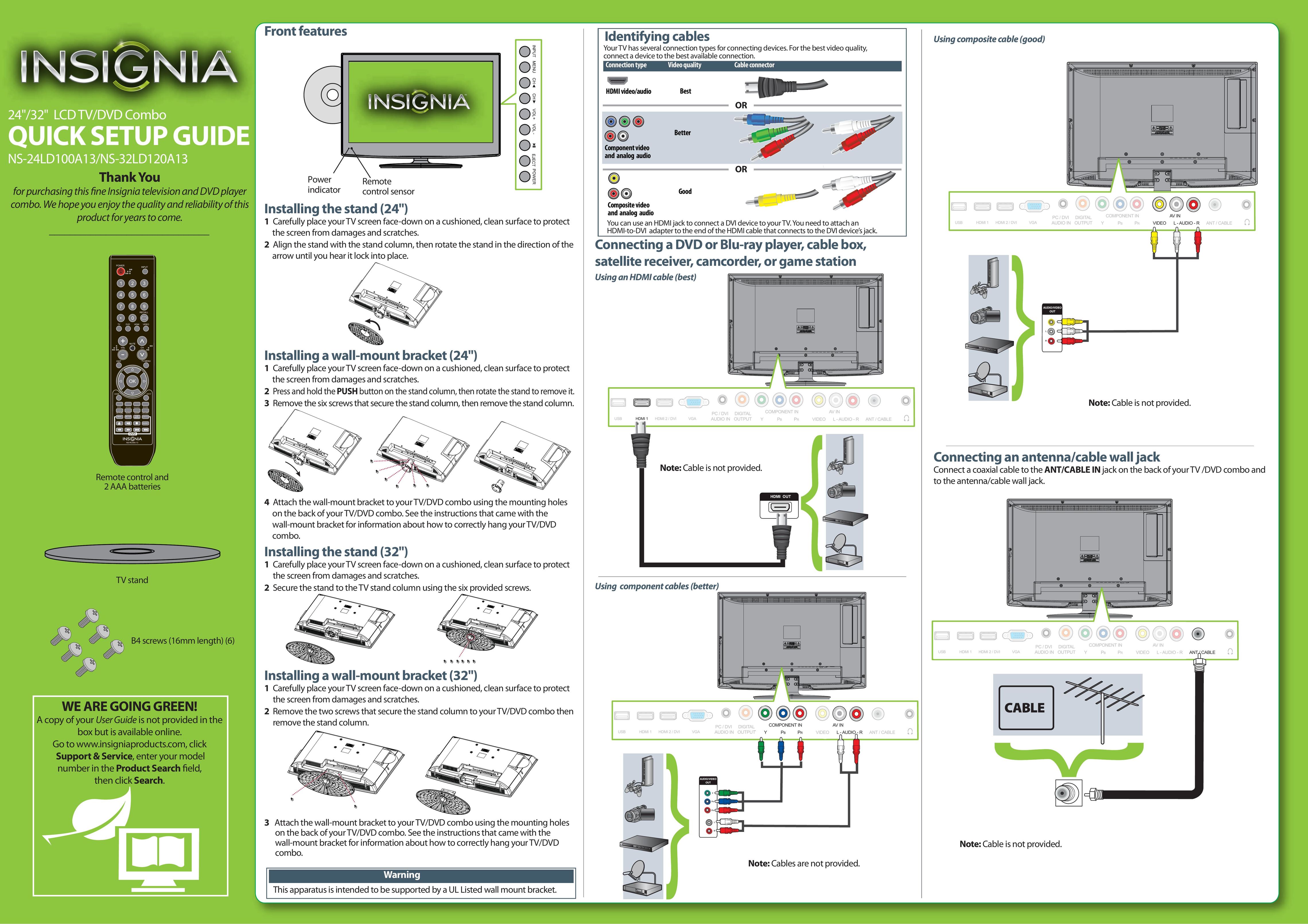 Insignia NS-24LD100A13 TV DVD Combo User Manual
